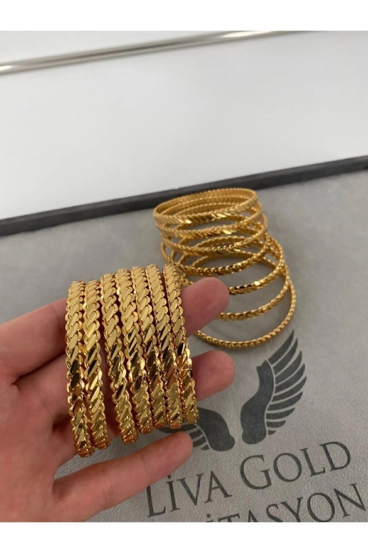 YIBAJEWELRY 22 Ayar Altın Kaplama Kadın 3 Telli Adana Burması Bilezik Modeli Adet Fiyatıdır (İADE YOKTUR)