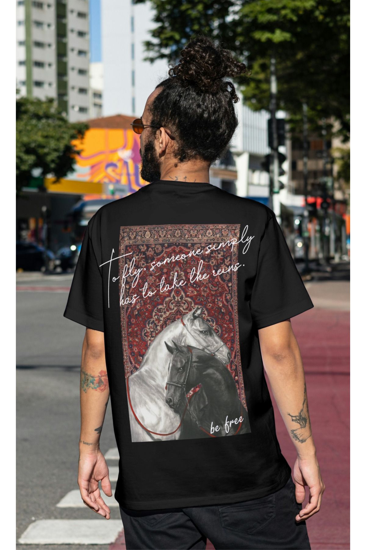 onas reklam halı desenli baskılı tişört, baskılı tişört, halı desenli tişört, unisex antik halı desen tişört