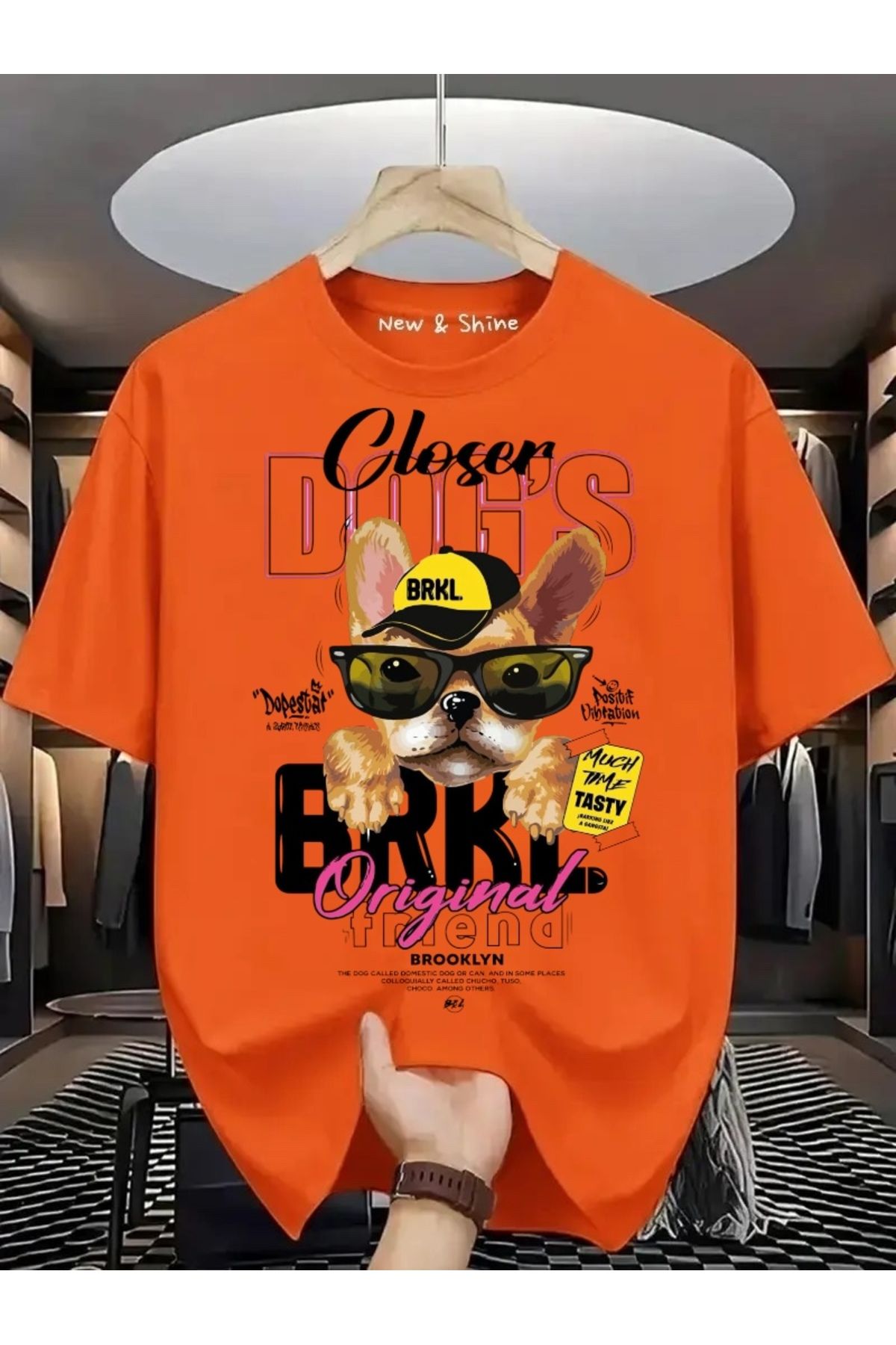 New Shine Köpek Baskılı Oversize T-Shirt