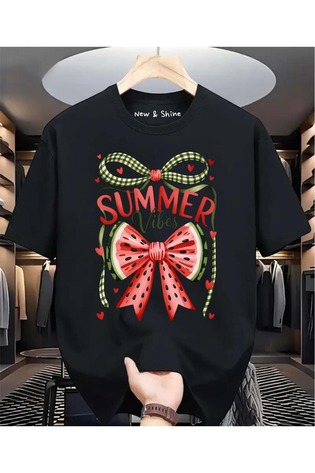 New Shine Summer Vibes Baskılı Oversize T-Shirt