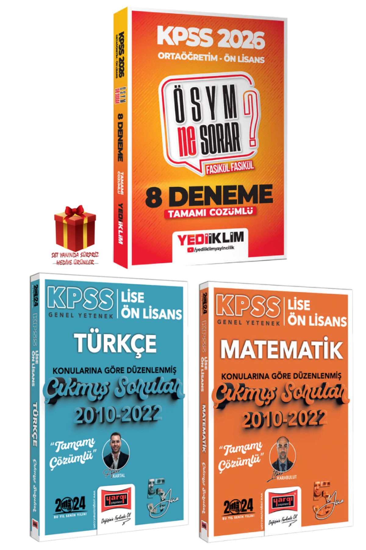Yediiklim Yayınları 2026 Yediiklim KPSS Ortaöğretim Ön Lisans Deneme+Türkçe Matematik Çıkmış Sorular+Hediye