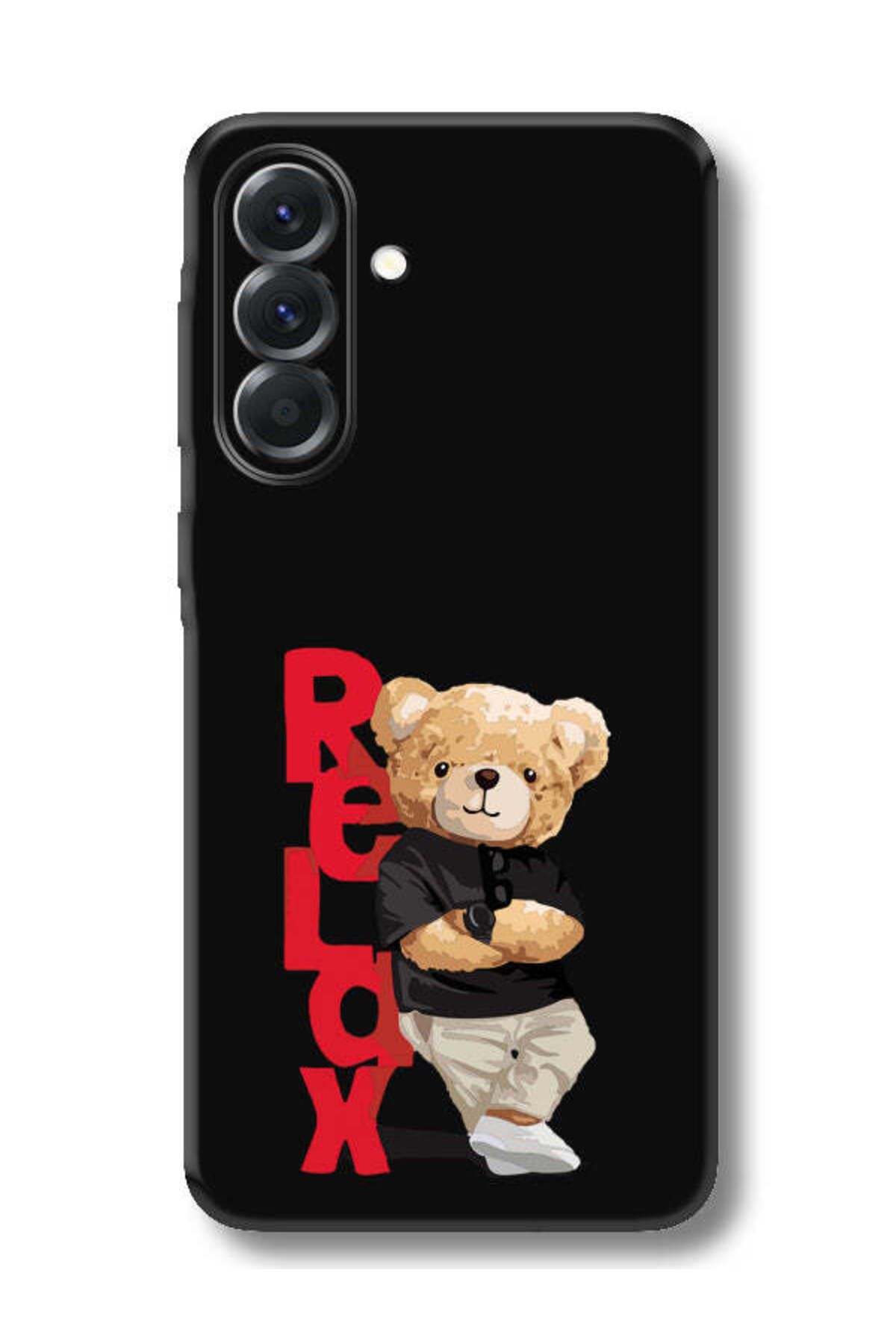 frondcase Samsung A26 Teddy Bear Relax Siyah Telefon Kılıfı