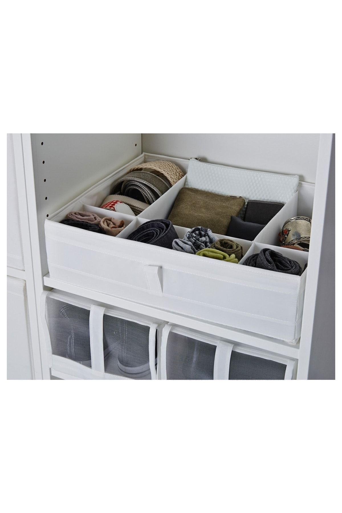IKEA Bölmeli Kutu Gardırop Şifonyer Düzenleyici Beyaz 44x34x11 Cm