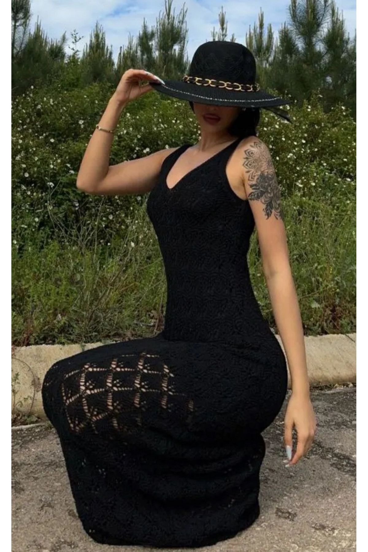 Noi Belis Maxi Boy Astarlı Ajurlu/Delikli İnce Yazlık Elbise SS25EL0020