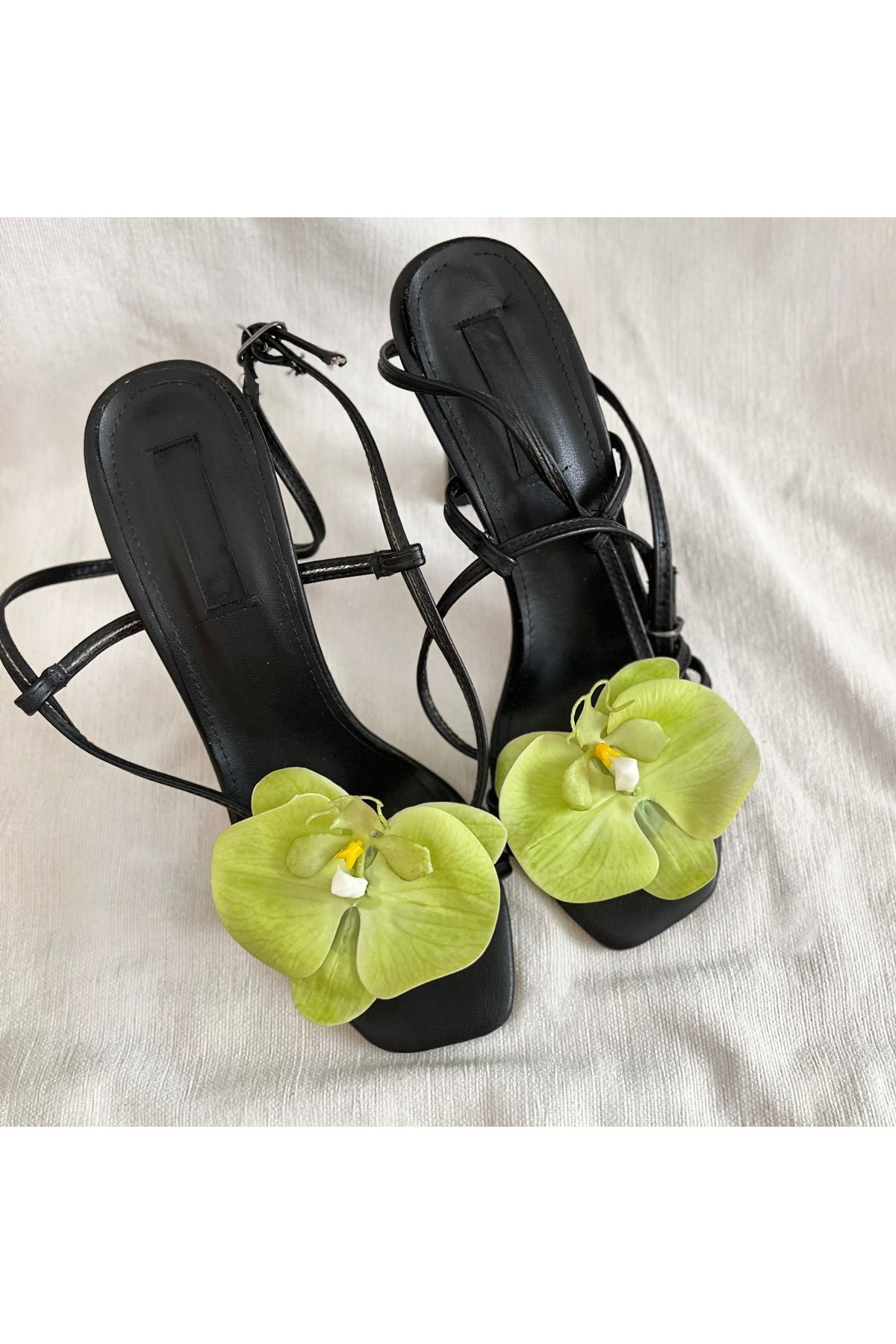 FloresDeCarnaval yeşil orkide çıtçıtlı ayakkabı tokası