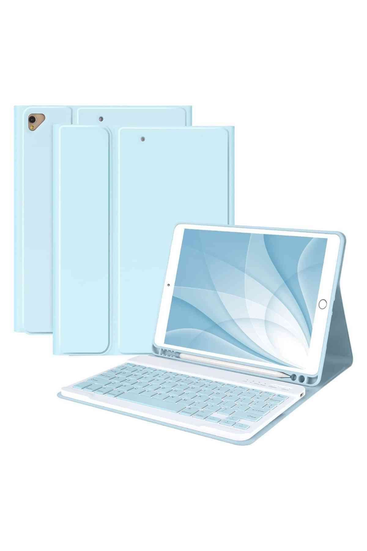 Fuchsia iPad 10.2 7/8/9 Nesil Uyumlu A2197, A2270, A2602 Klavyeli Tablet Kılıfı