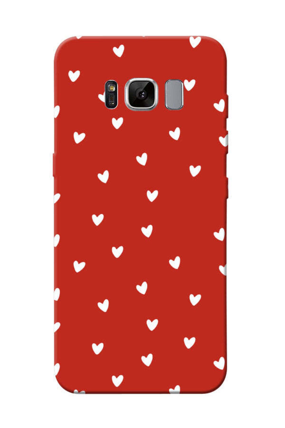frondcase Samsung S8 Plus Küçük Kalpler Kırmızı Telefon Kılıfı
