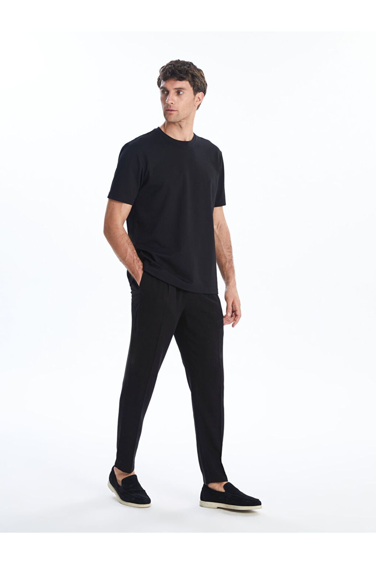 LC Waikiki LCWAIKIKI Classic Siyah Standart Kalıp Keten Karışımlı Erkek Chino Pantolon S5FG91Z8NVY25