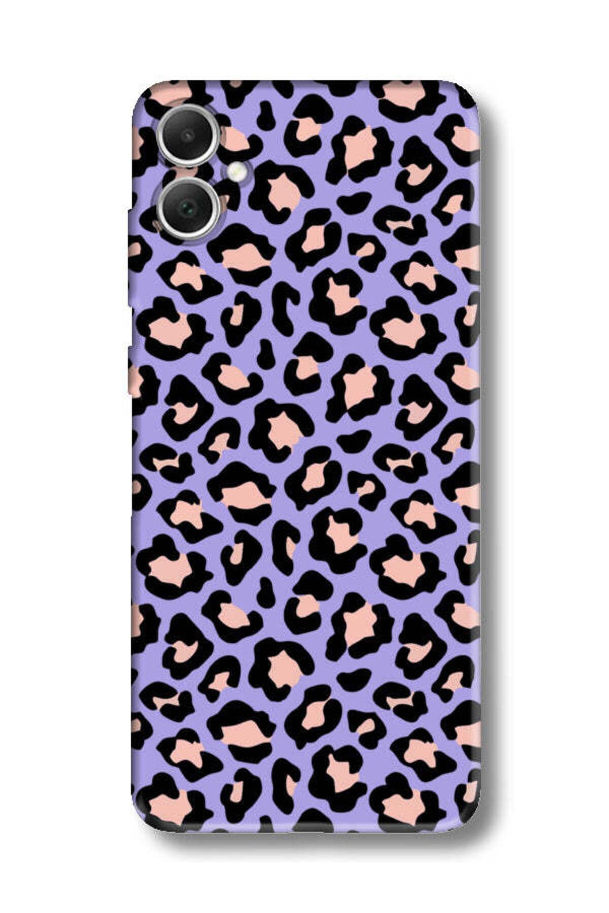 frondcase Samsung A05 Leopar Desenli Lila Telefon Kılıfı