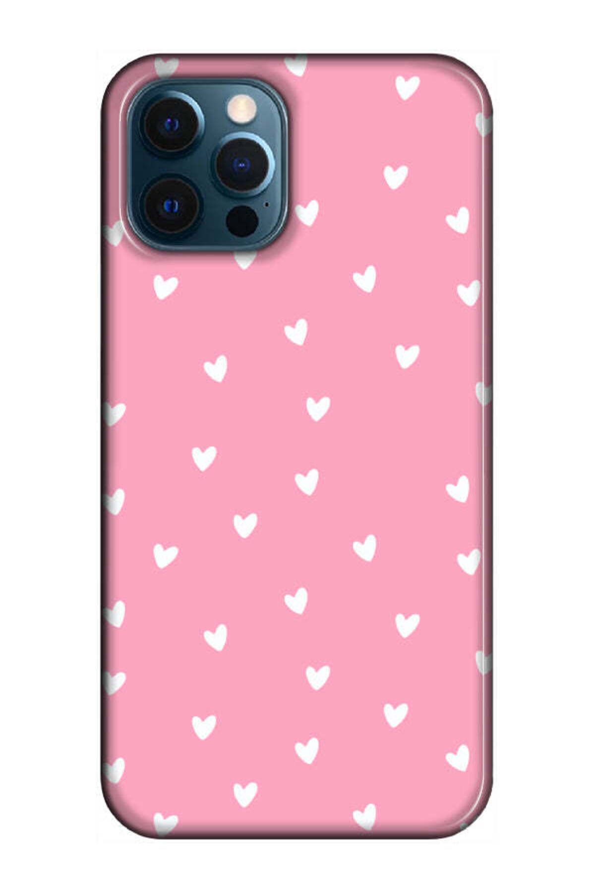 frondcase iPhone 12 Pro Küçük Kalpler Pembe Telefon Kılıfı