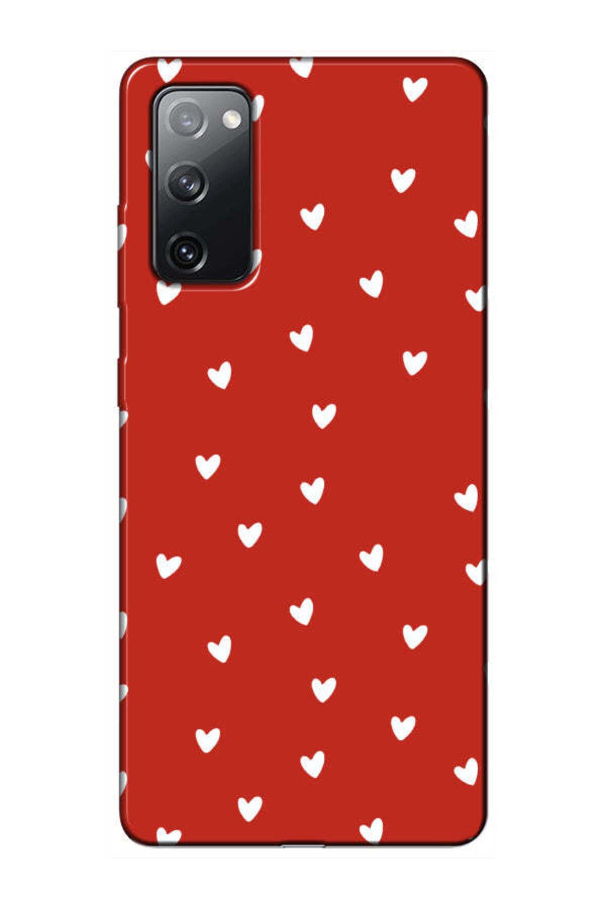 frondcase Samsung S20 Fe Küçük Kalpler Kırmızı Telefon Kılıfı