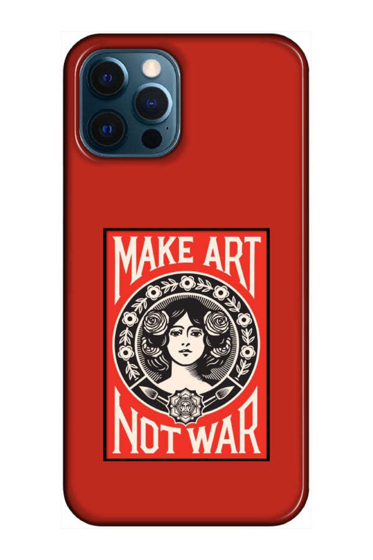 frondcase iPhone 12 Pro Make Art Not War Kırmızı Telefon Kılıfı