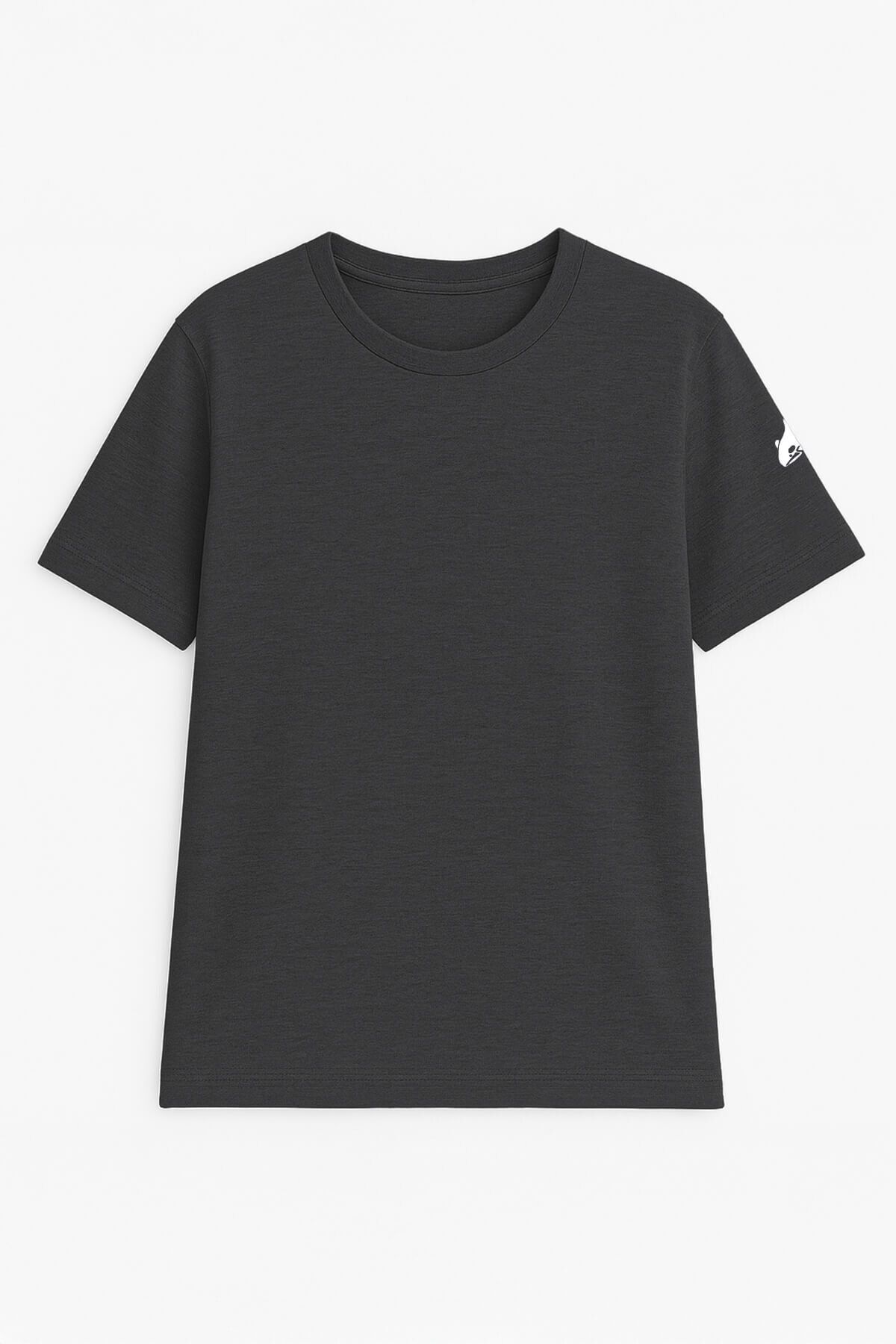 MARKAPIA WOMAN Kadın Bisiklet Yaka Basic Düz Kısa Kollu Gri T-shirt