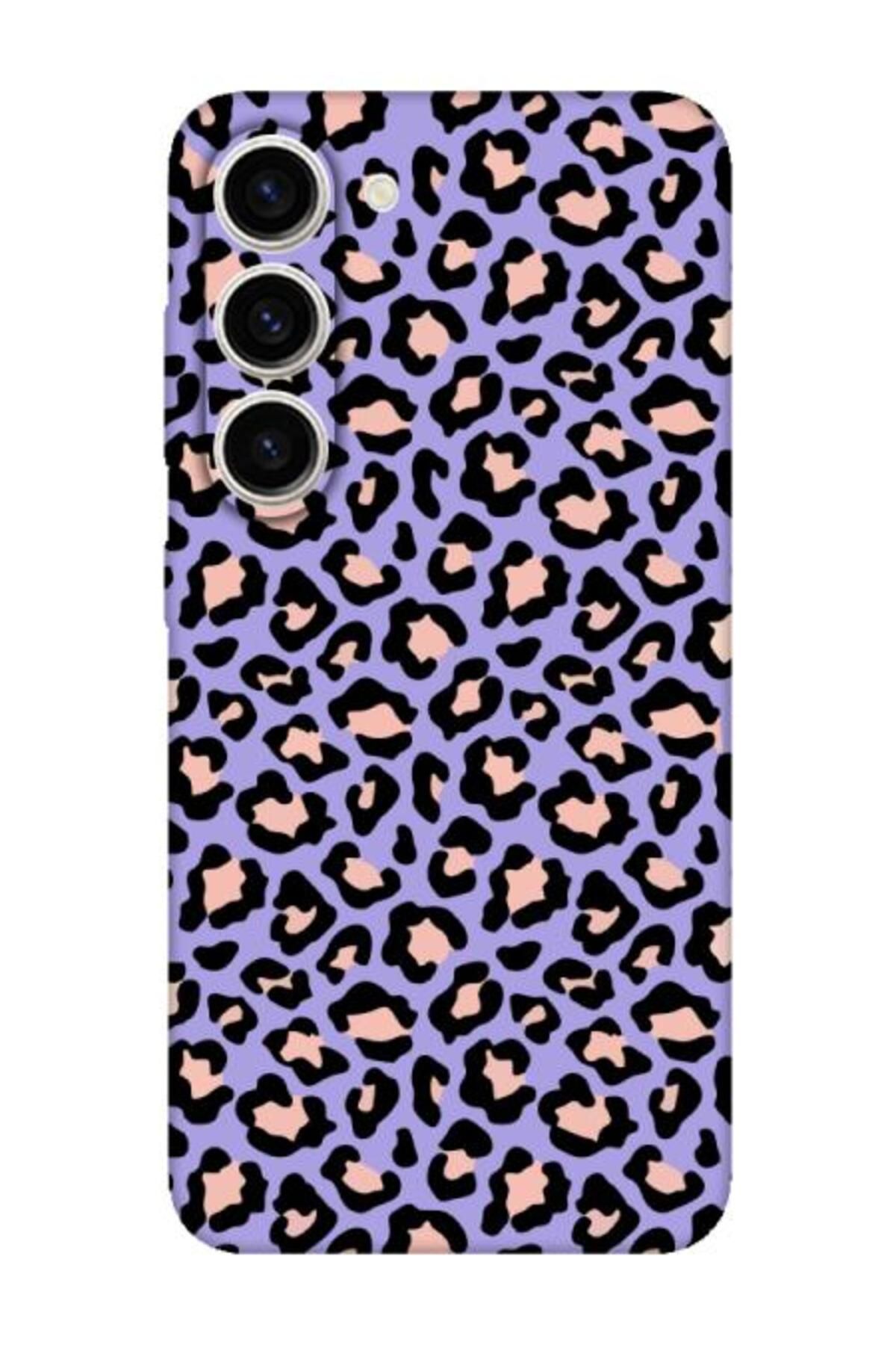 frondcase Samsung S23 Plus Leopar Desenli Lila Telefon Kılıfı