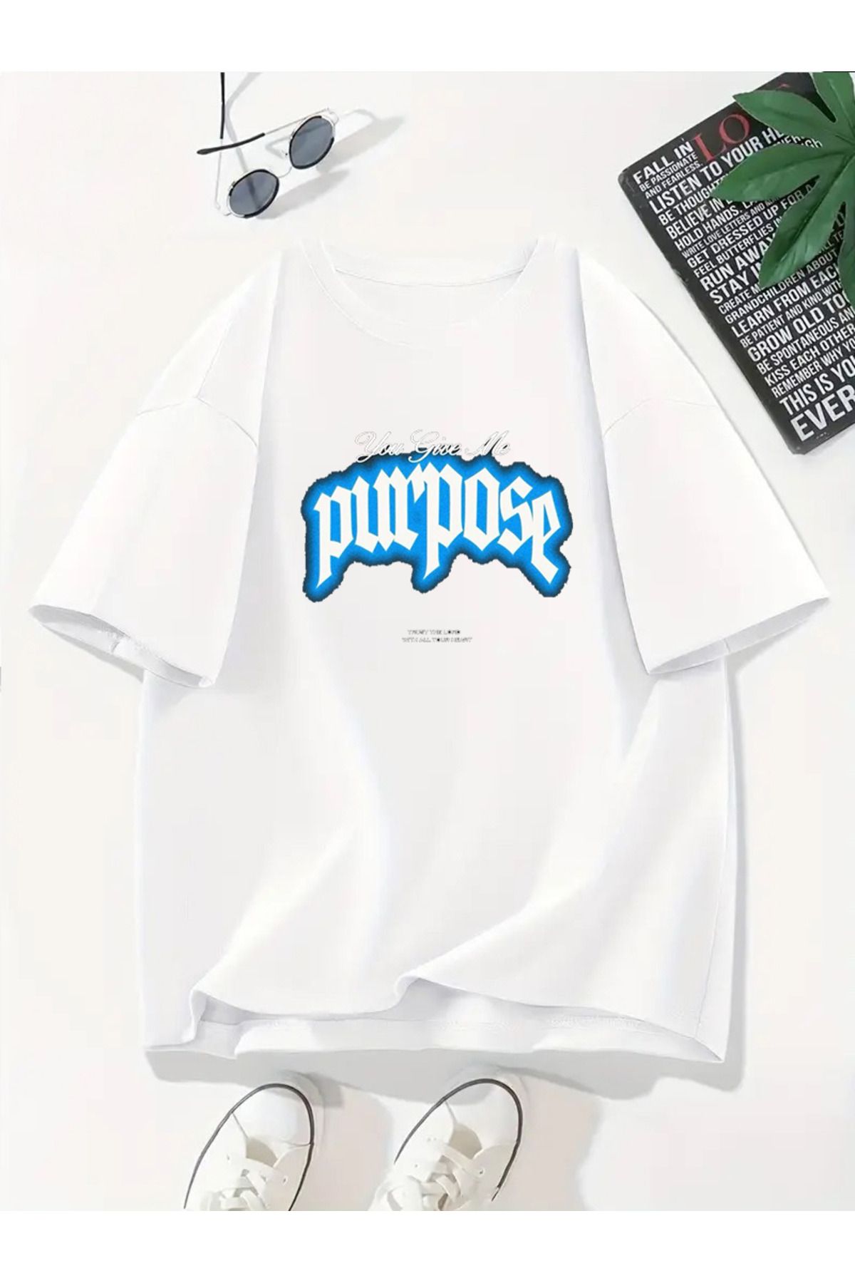 MODA Unisex Oversize Kalıp Purpose Baskılı T-Shirt
