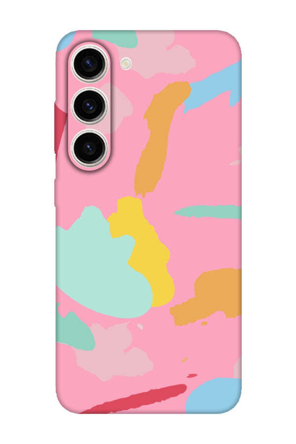 frondcase Samsung S23 Plus Sanatsal Boyalar Pembe Telefon Kılıfı