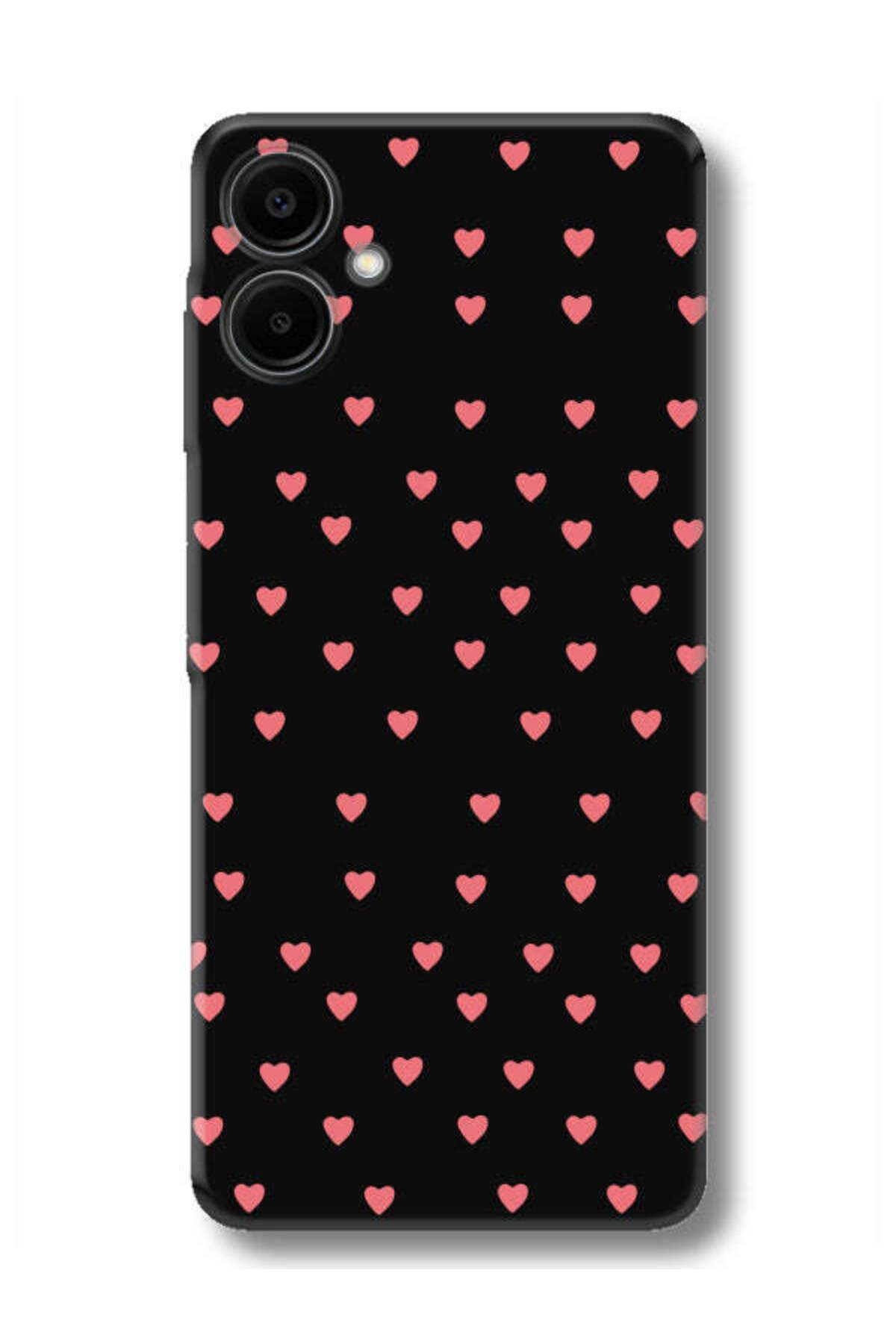 frondcase Samsung A06 Küçük Kalpler Siyah Telefon Kılıfı
