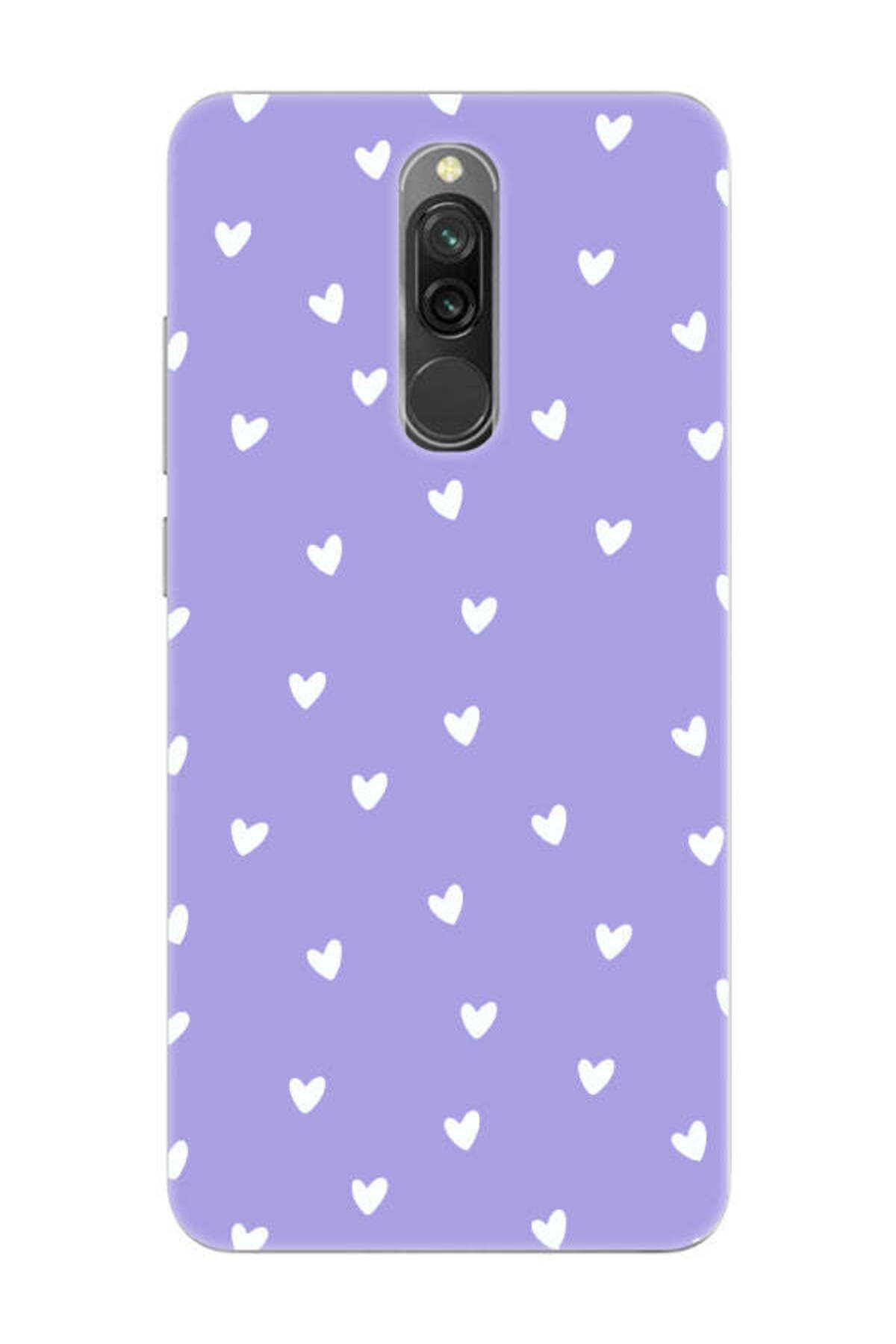 frondcase Redmi 8 Küçük Kalpler Lila Telefon Kılıfı