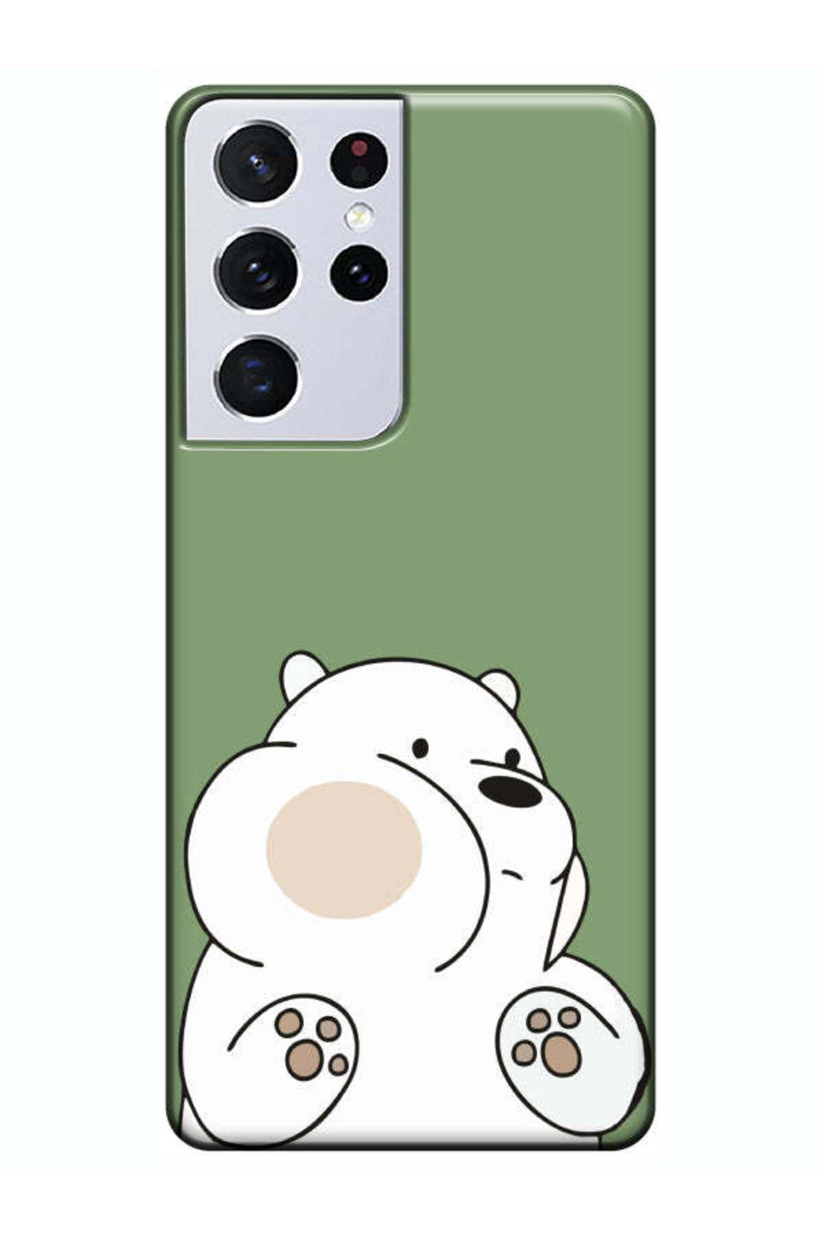 frondcase Samsung S21 Ultra Panda Yeşil Telefon Kılıfı