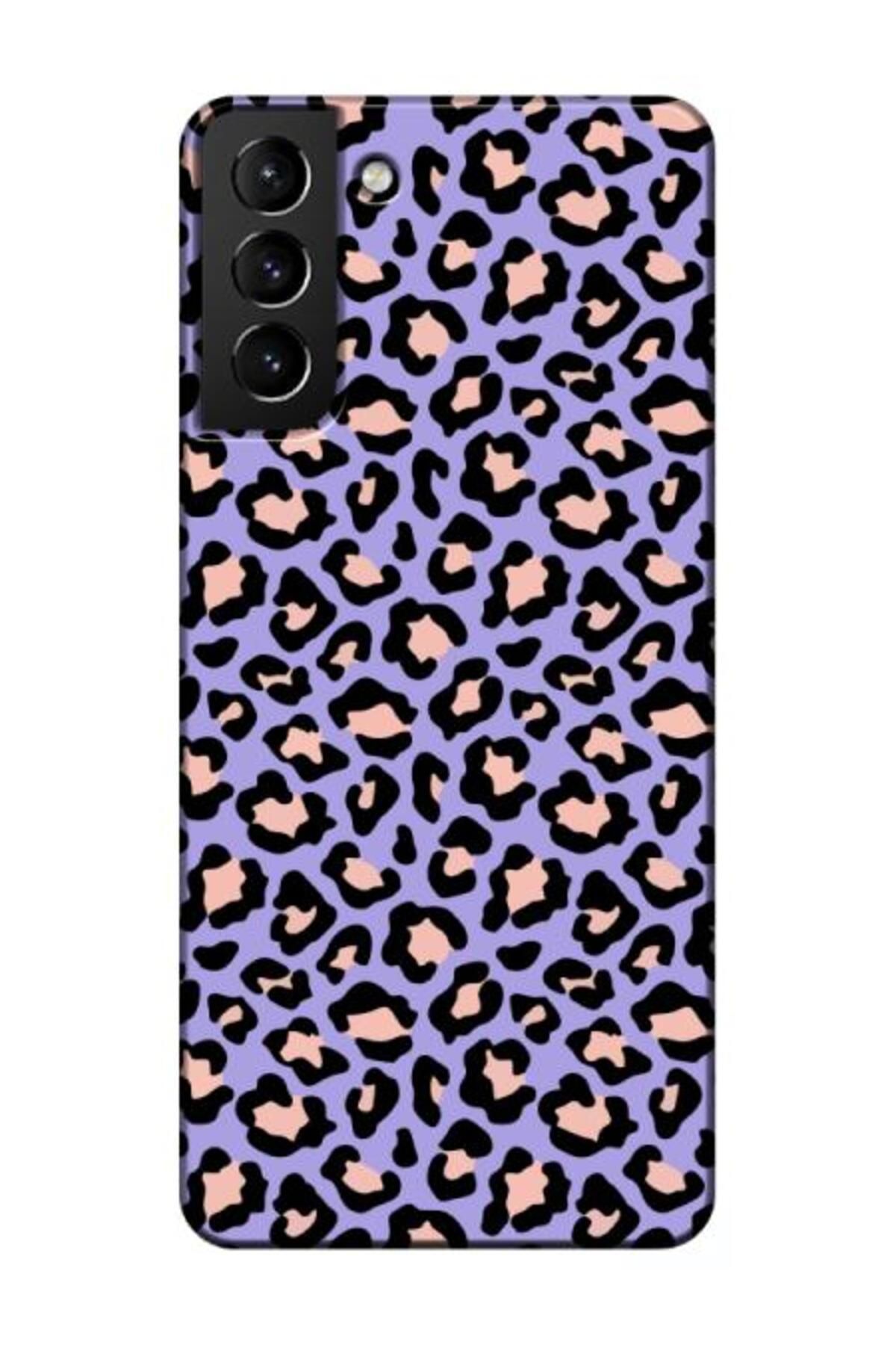 frondcase Samsung S21 Plus Leopar Desenli Lila Telefon Kılıfı