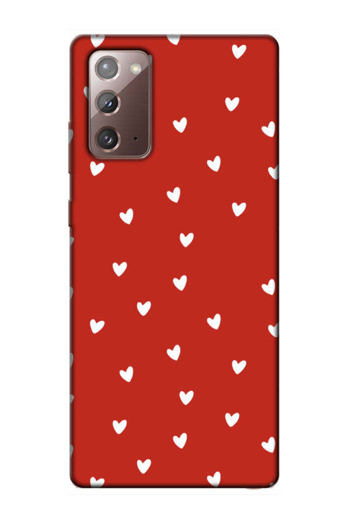frondcase Samsung Note 20 Küçük Kalpler Kırmızı Telefon Kılıfı