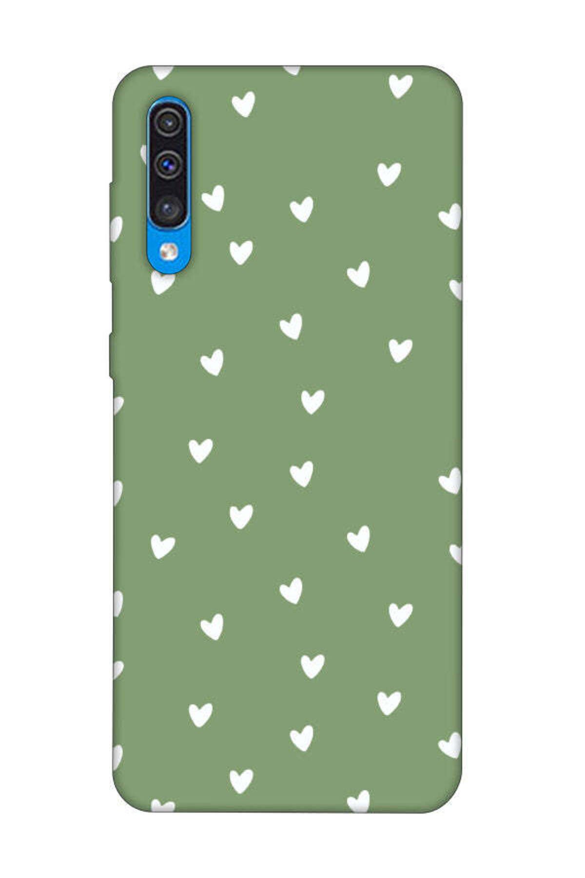 frondcase Samsung A30S Küçük Kalpler Yeşil Telefon Kılıfı