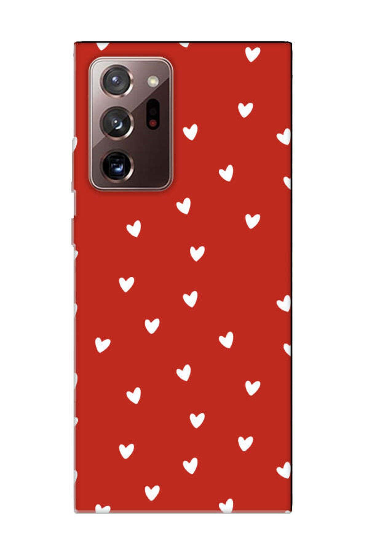 frondcase Samsung Note 20 Ultra Küçük Kalpler Kırmızı Telefon Kılıfı