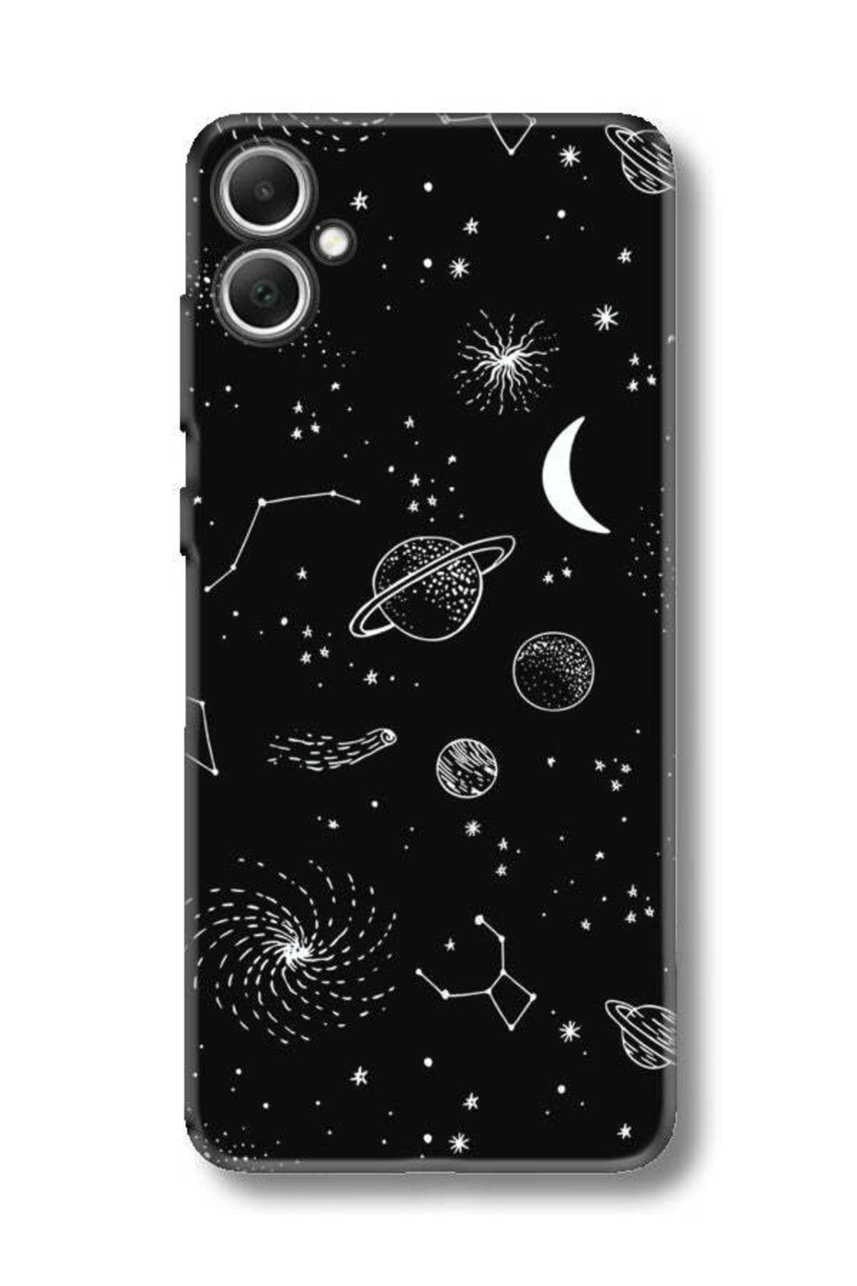 frondcase Samsung A05 Gezegenler Siyah Telefon Kılıfı