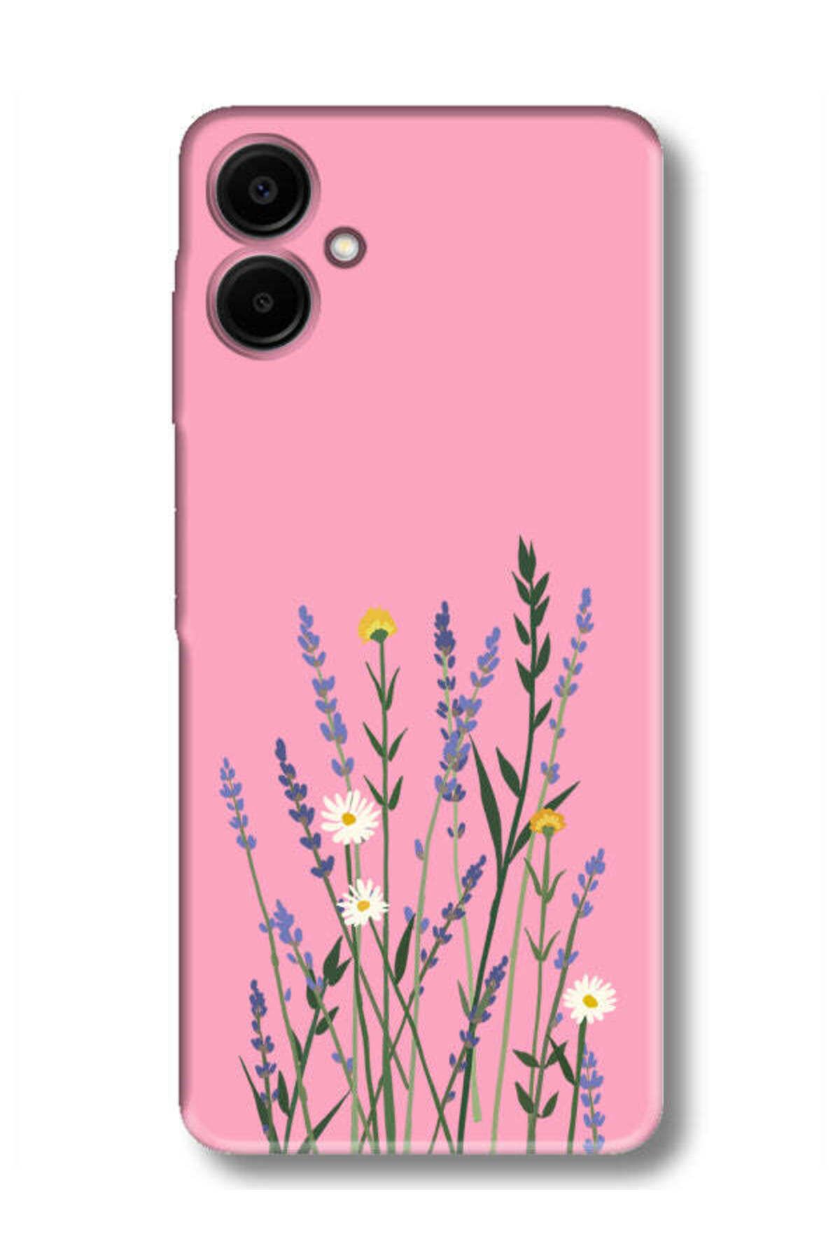 frondcase Samsung A06 Lavanta Desenli Pembe Telefon Kılıfı