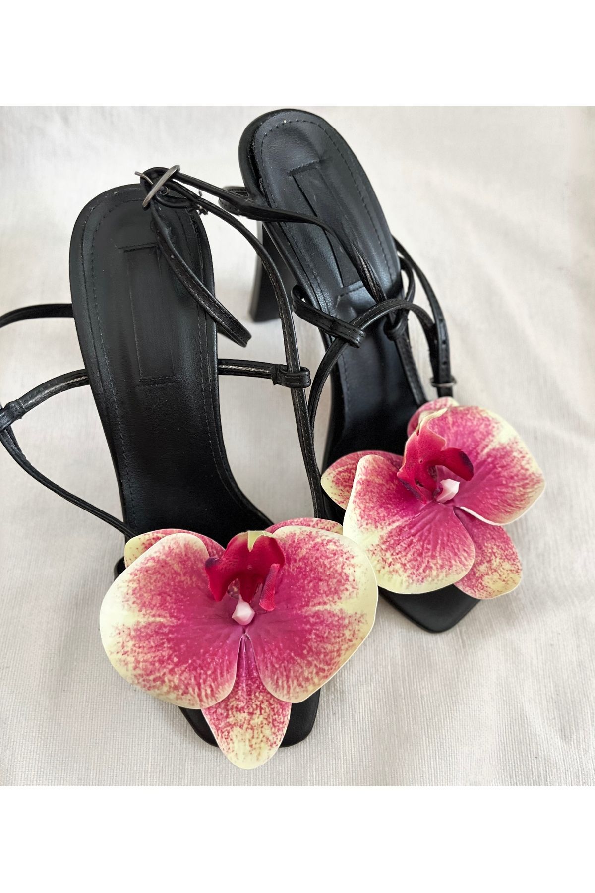 FloresDeCarnaval pembe orkide çıtçıtlı ayakkabı tokası