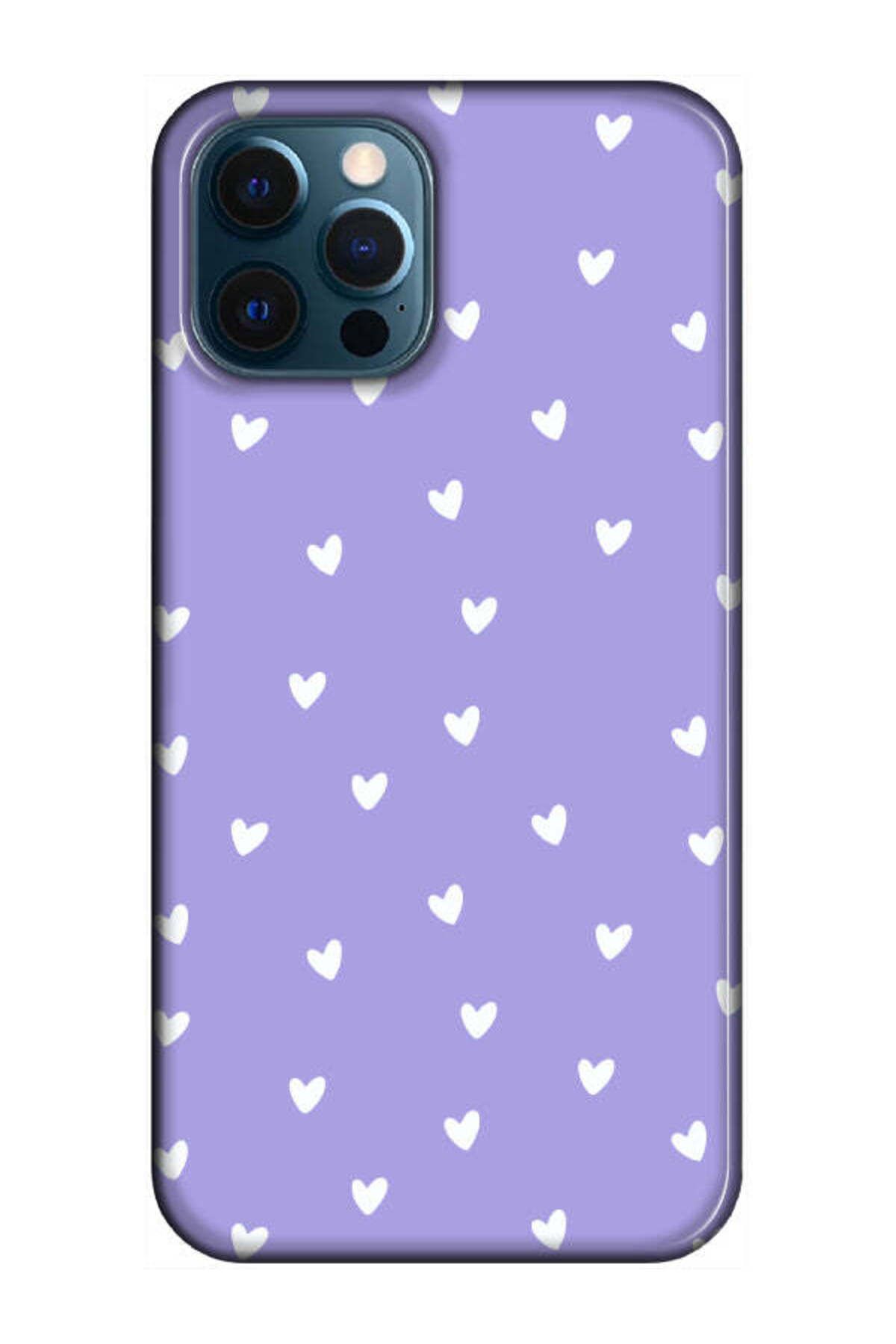 frondcase iPhone 12 Pro Max Küçük Kalpler Lila Telefon Kılıfı
