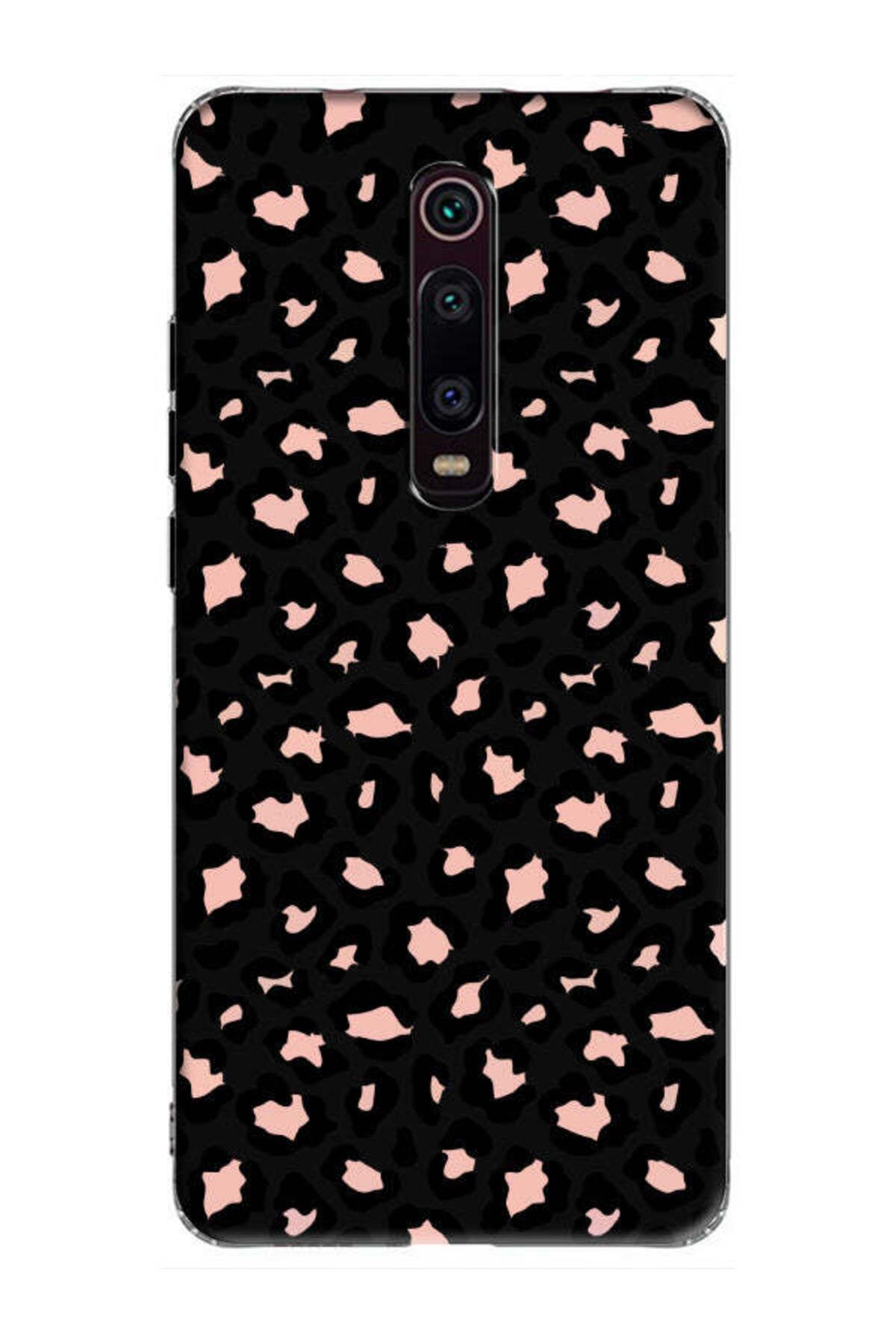 frondcase Xiaomi Mi 9T Leopar Desenli Siyah Telefon Kılıfı