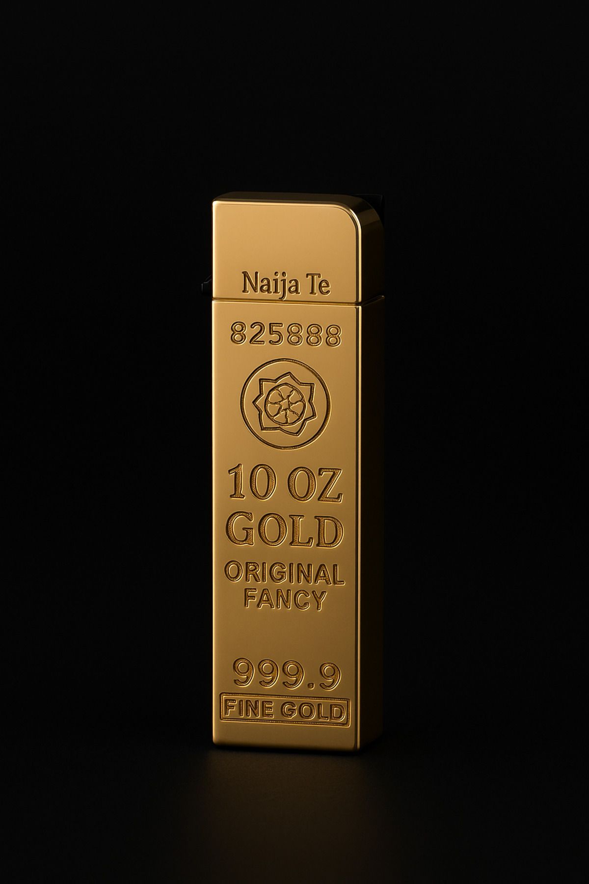 Hunter Hediyelik Gold Bar Tasarımlı Jet Alevli Çakmak – 10 OZ 999.9 Altın Görünümlü Lüks Metal Çakmak