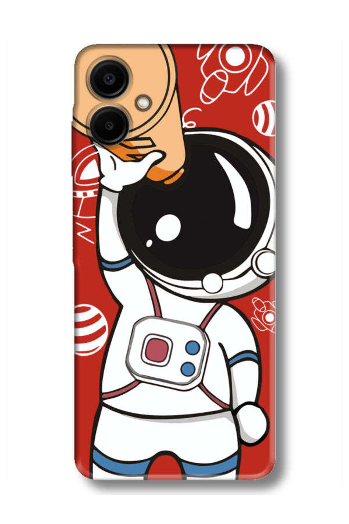 frondcase Samsung A06 Astronot Kırmızı Telefon Kılıfı