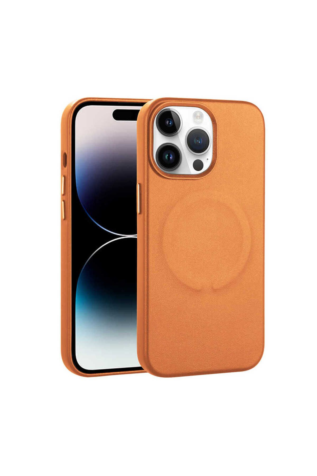 halkhouse Apple iPhone 14 Pro Max Kılıf PU Deri Magsafe Wireless Şarj Özellikli Şık Lüks Derix Kapak