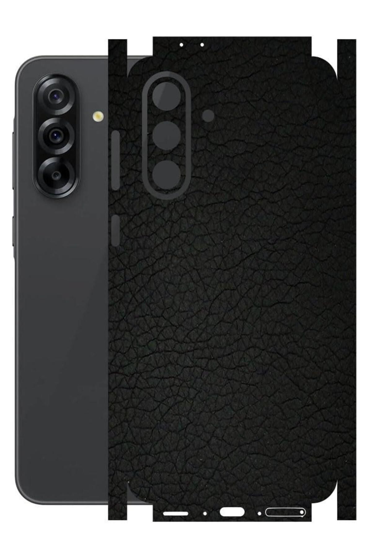 ECRMOBILE Samsung Galaxy A36 ile Uyumlu Deri Desenli Siyah Arka Kaplama(KILIF DEĞİLDİR!)