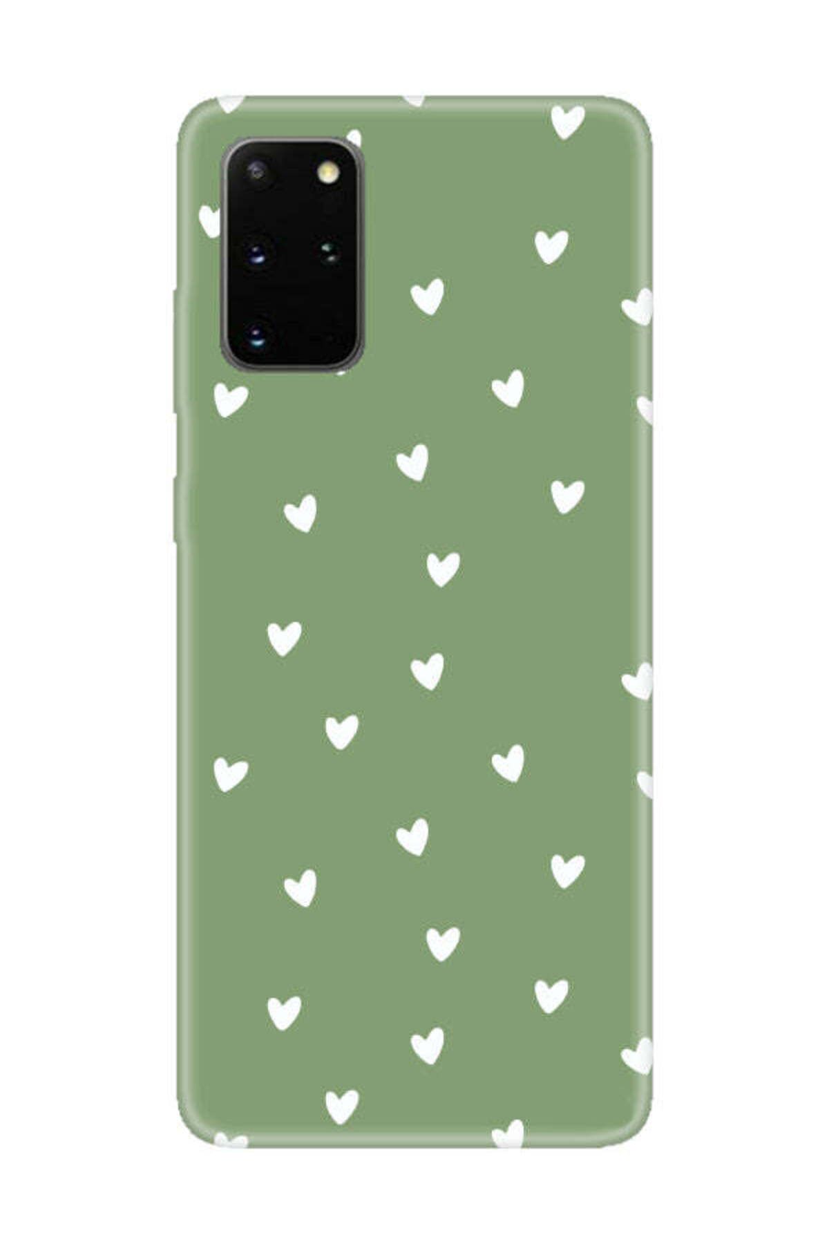 frondcase Samsung S20 Plus Küçük Kalpler Yeşil Telefon Kılıfı