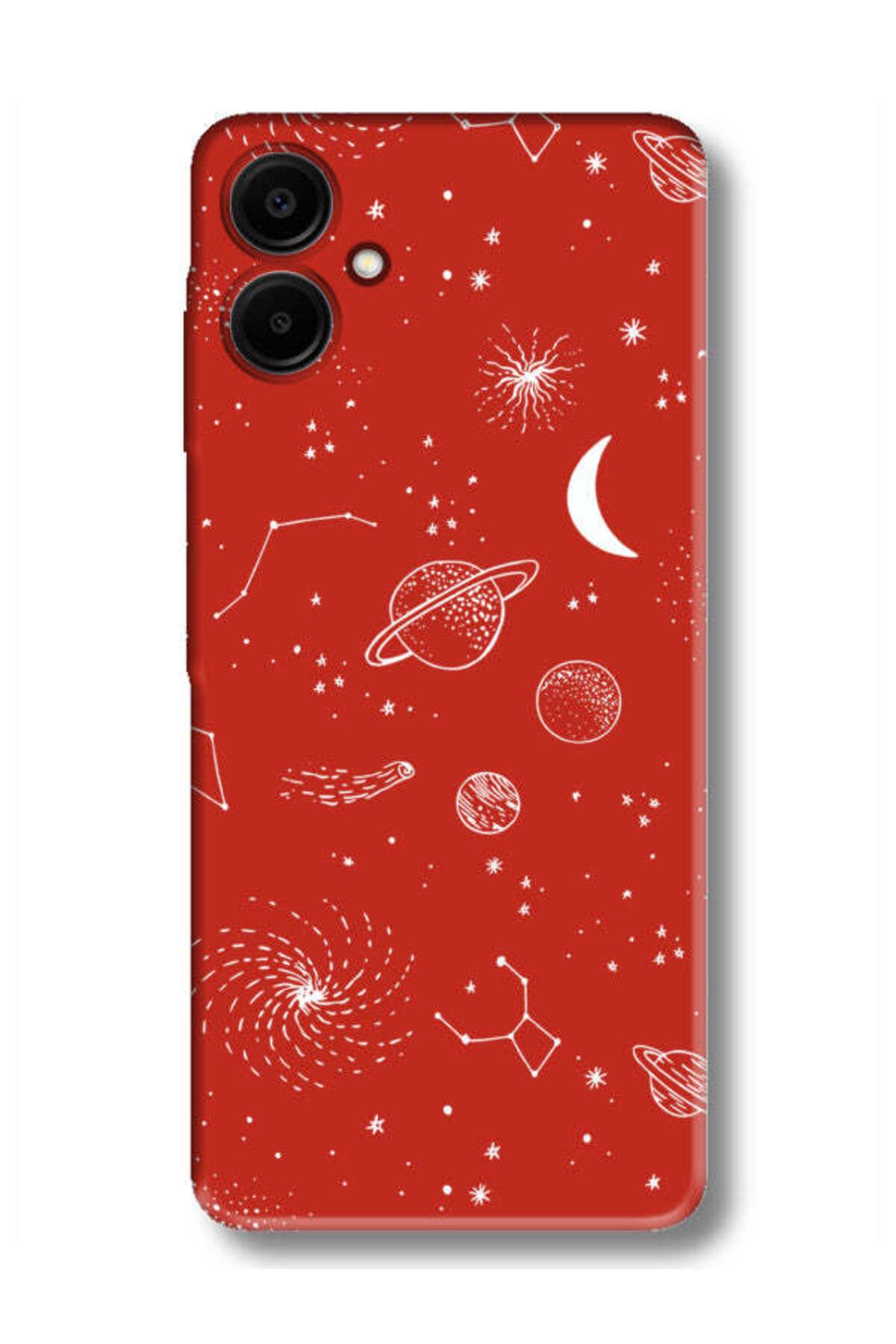 frondcase Samsung A06 Gezegenler Kırmızı Telefon Kılıfı