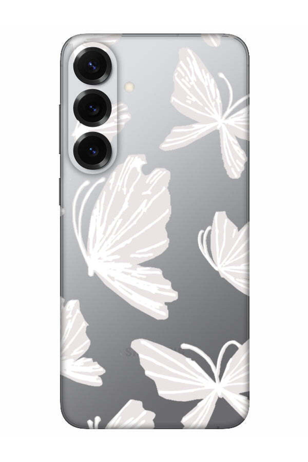 frondcase Samsung S25 Kelebek Şeffaf Şeffaf Telefon Kılıfı