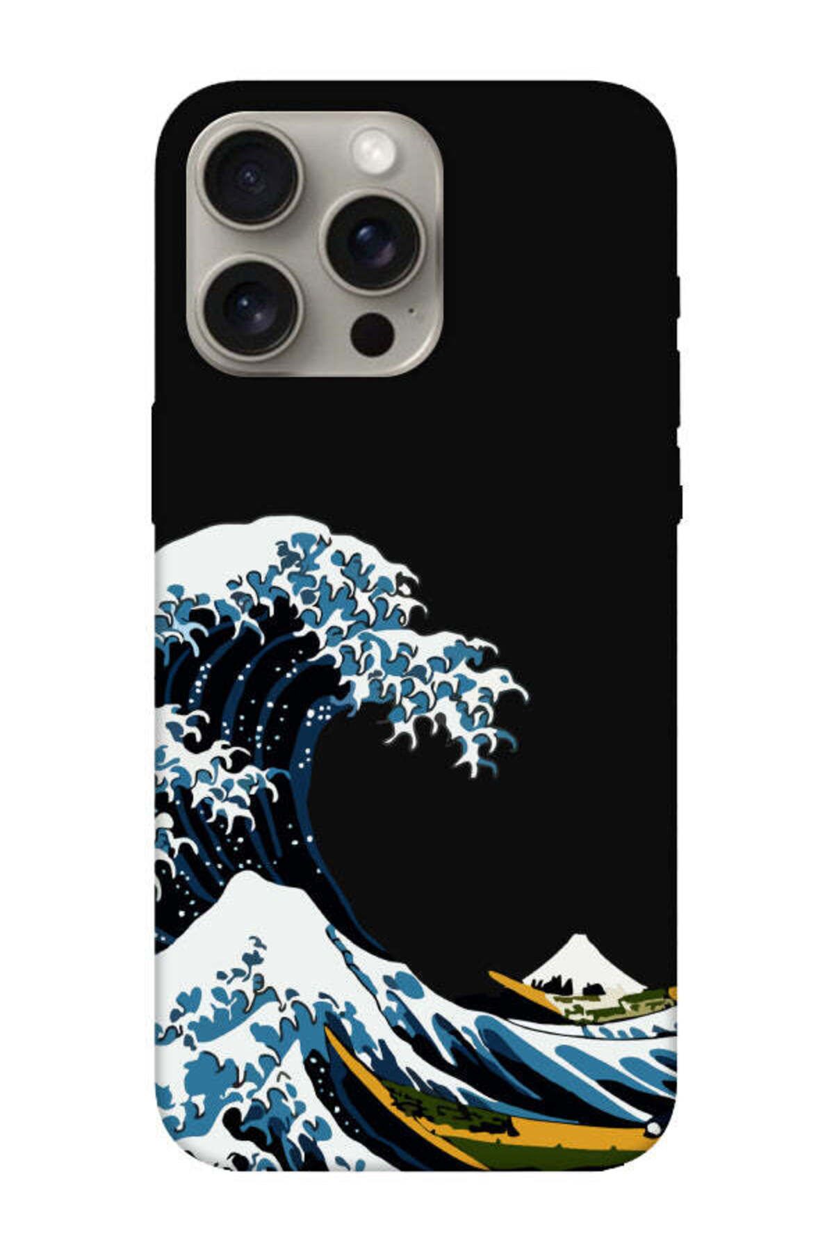frondcase iPhone 15 Pro Kanagawa Siyah Telefon Kılıfı