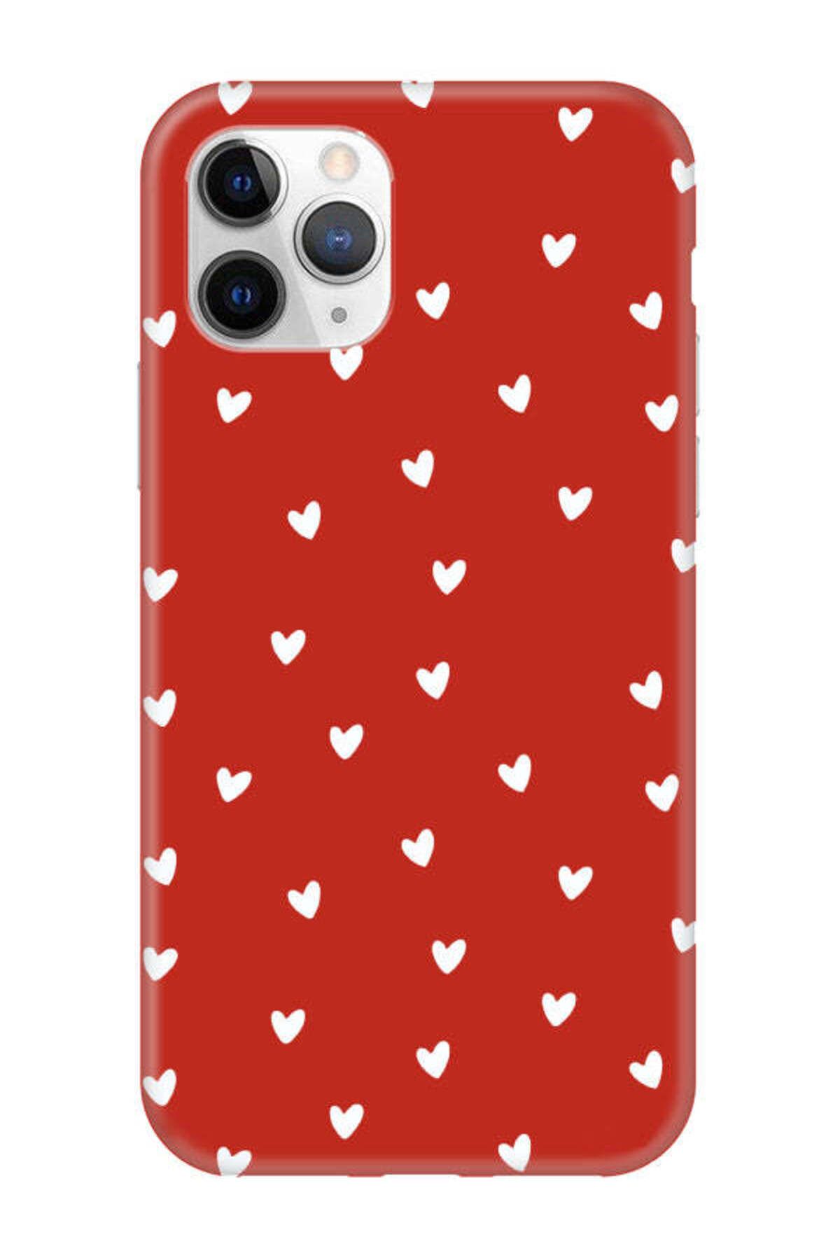 frondcase iPhone 11 Pro Max Küçük Kalpler Kırmızı Telefon Kılıfı