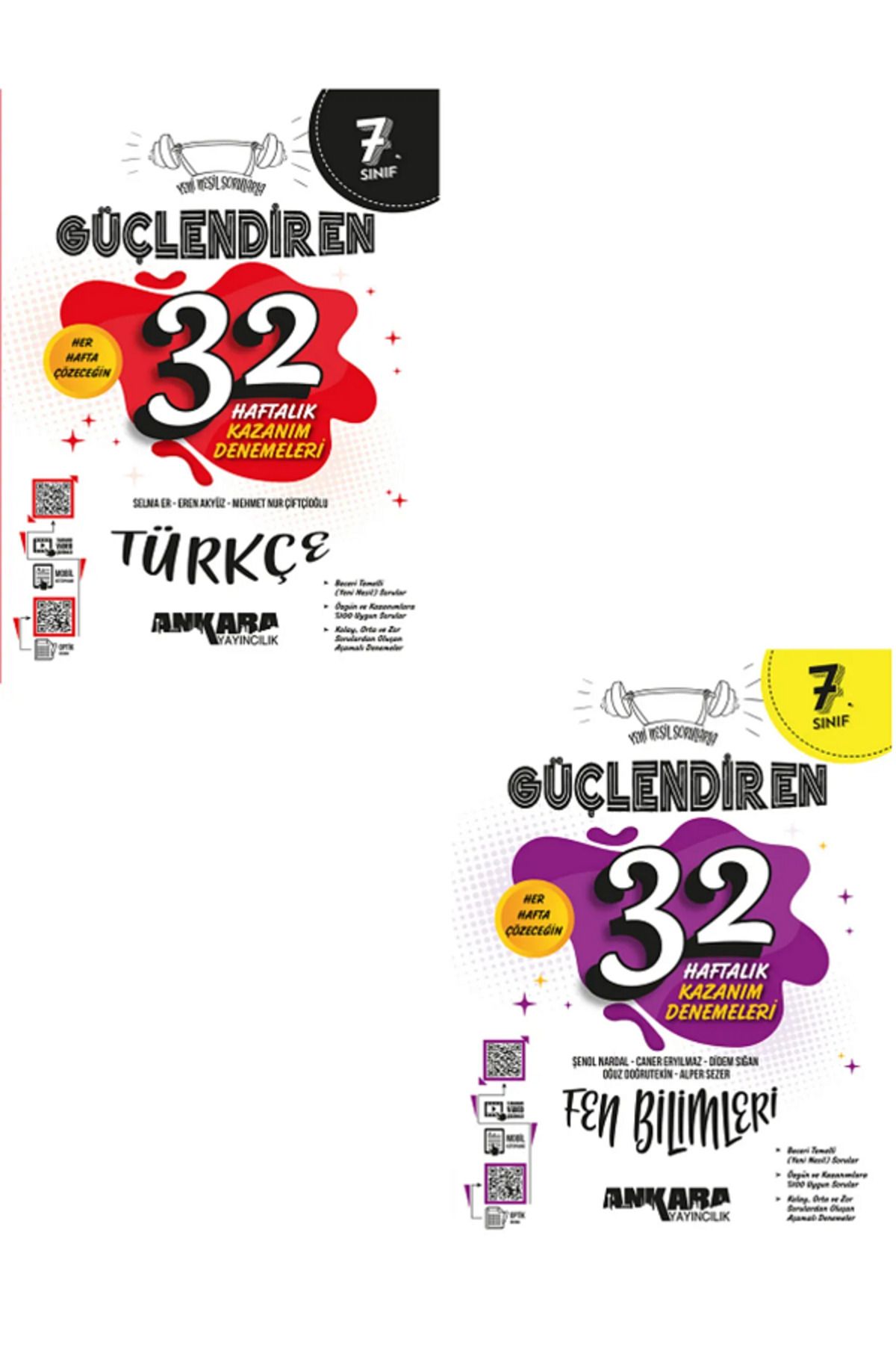 Evrensel İletişim Yayınları 7.Sınıf Ankara Güçlendiren Türkçe + Fen Bilimleri 32 Haftalık Kazanım Denemeleri / 2 KİTAP