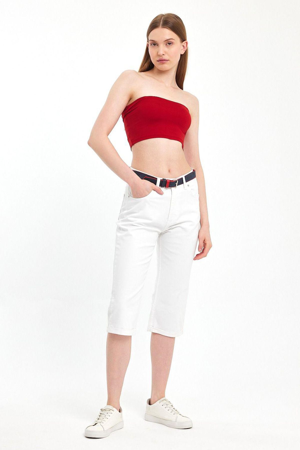 Jijass Jeans Likralı Kot Kapri
