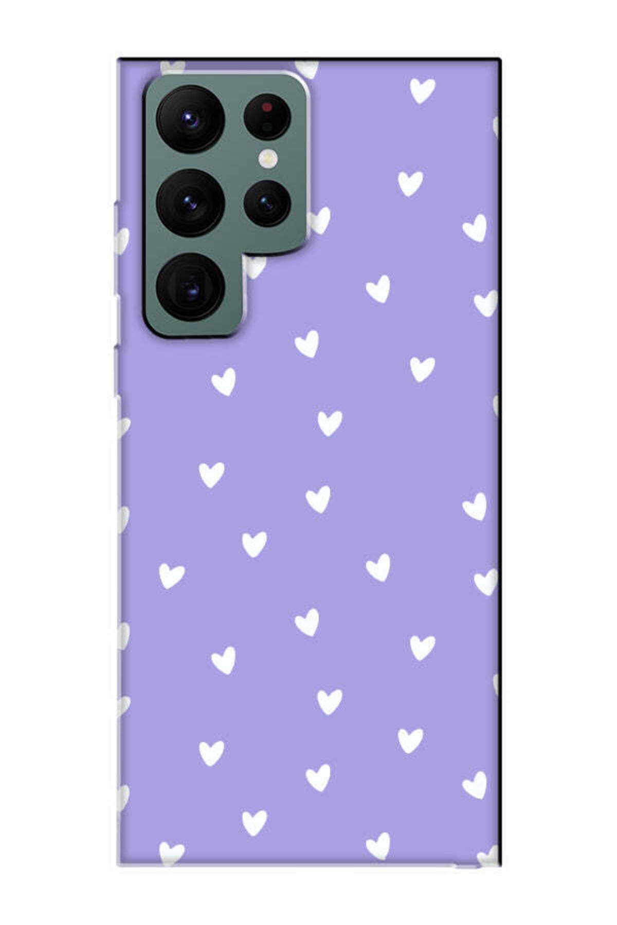 frondcase Samsung S22 Ultra Küçük Kalpler Lila Telefon Kılıfı