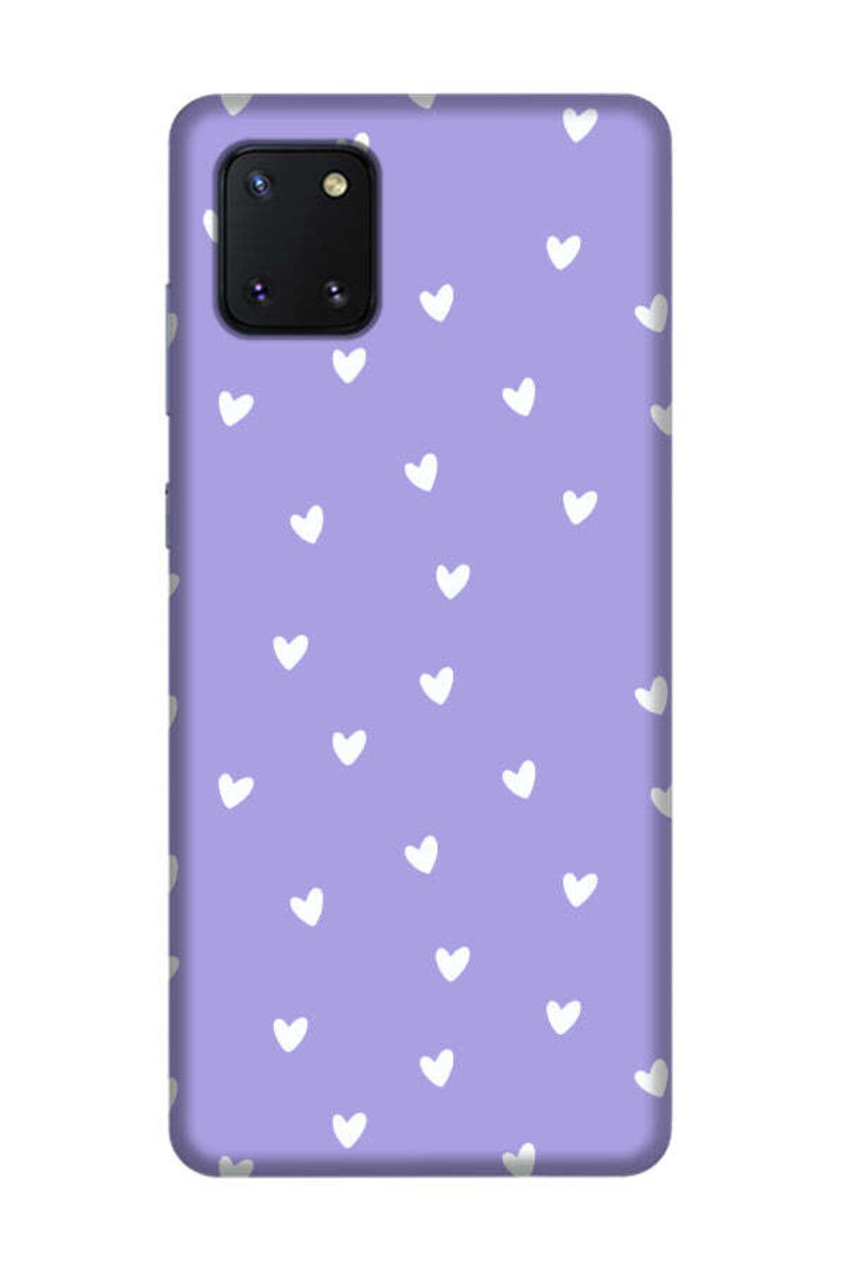 frondcase Samsung Note 10 Lite Küçük Kalpler Lila Telefon Kılıfı