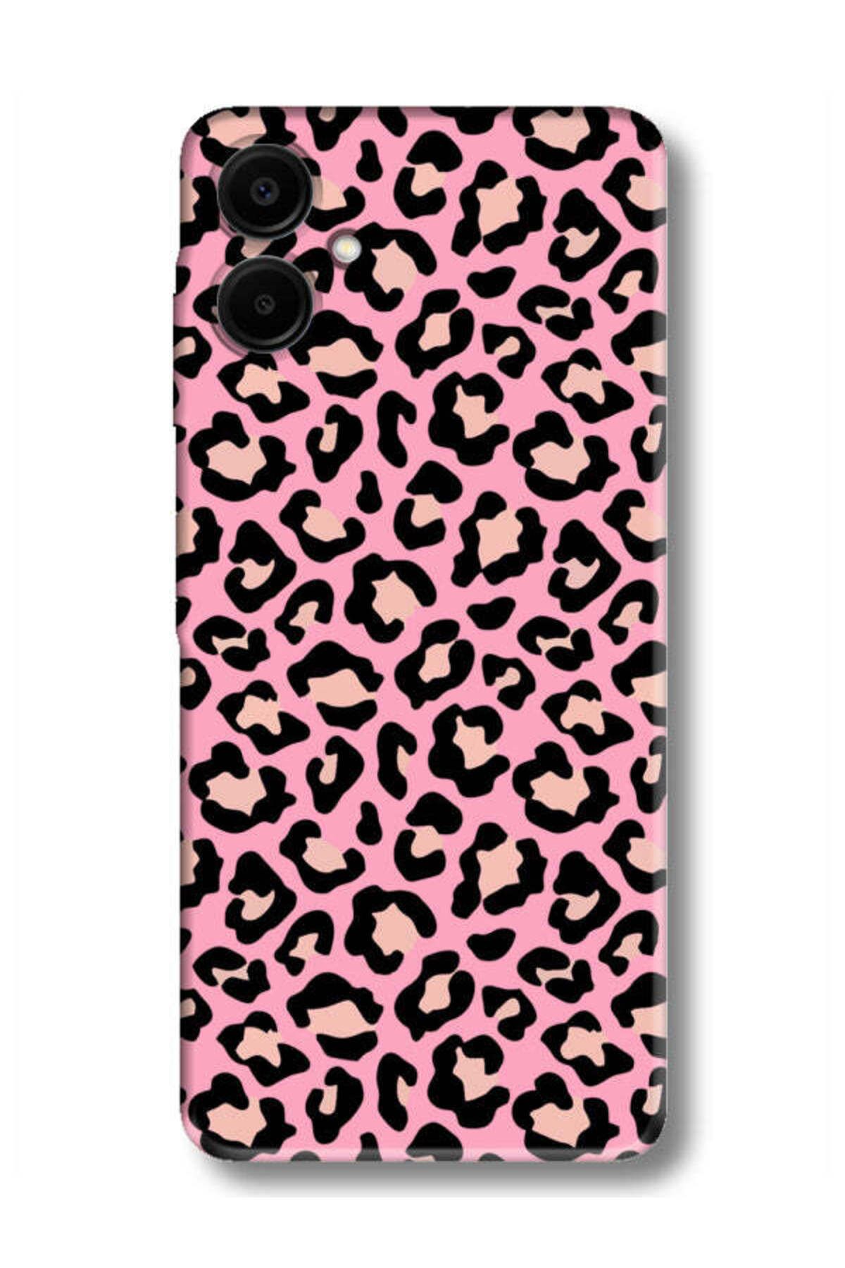 frondcase Samsung A06 Leopar Desenli Pembe Telefon Kılıfı