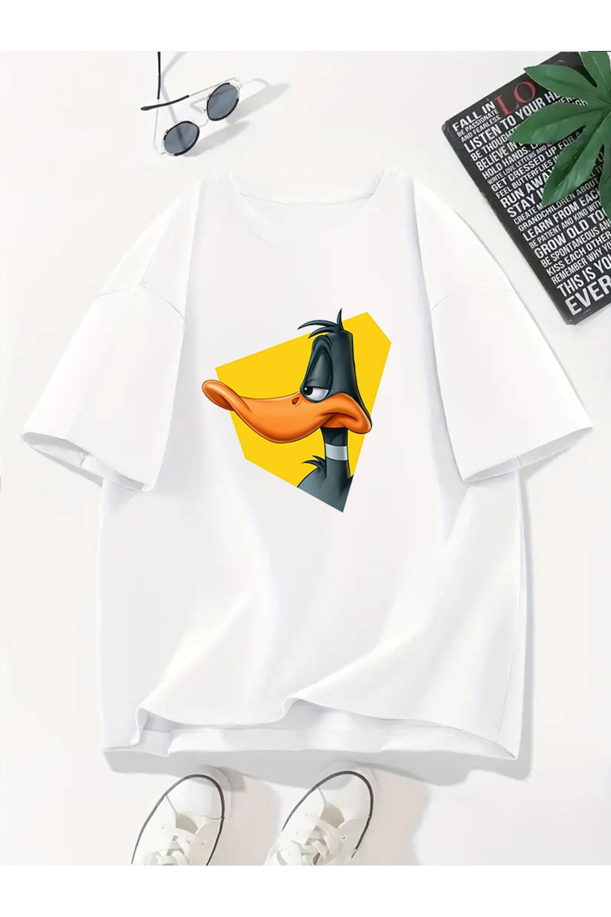 MODA Unisex Oversize Kalıp Duffy Duck Baskılı T-Shirt