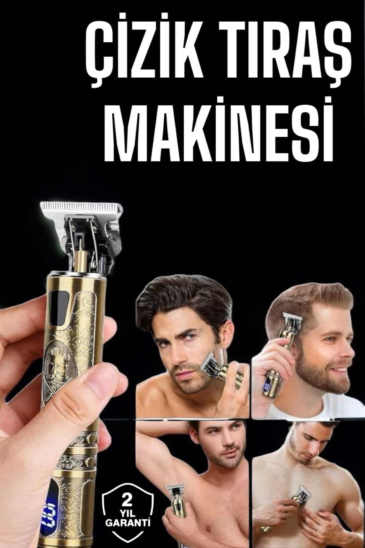 ÇAVDAR Tıraş Makinesi Şarjlı Profesyonel Saç Kesme Makinesi Gold Çizik Tıraş