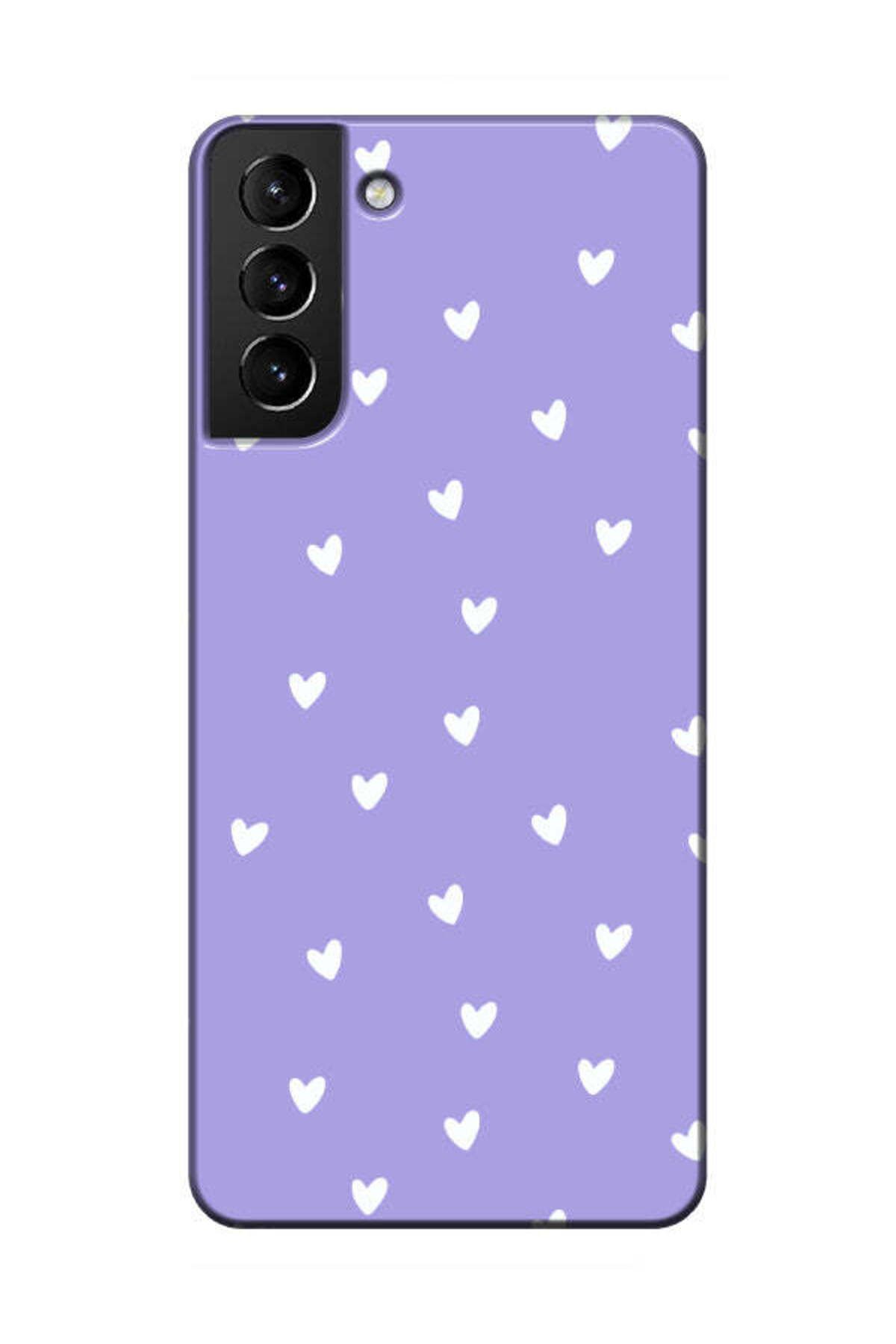 frondcase Samsung S21 Küçük Kalpler Lila Telefon Kılıfı
