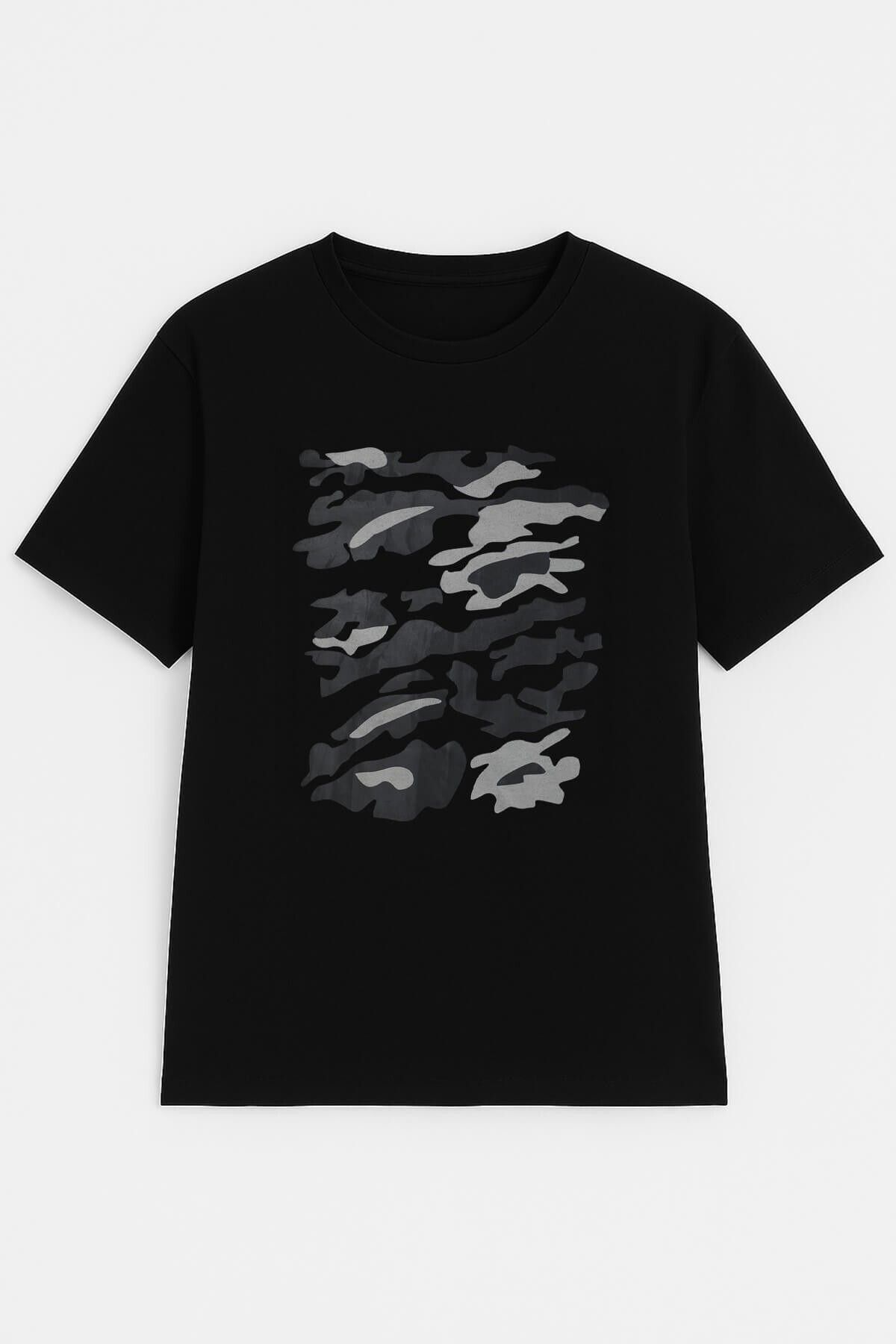 MARKAPIA WOMAN Kadın Bisiklet Yaka %100 Pamuk Baskılı Siyah T-shirt